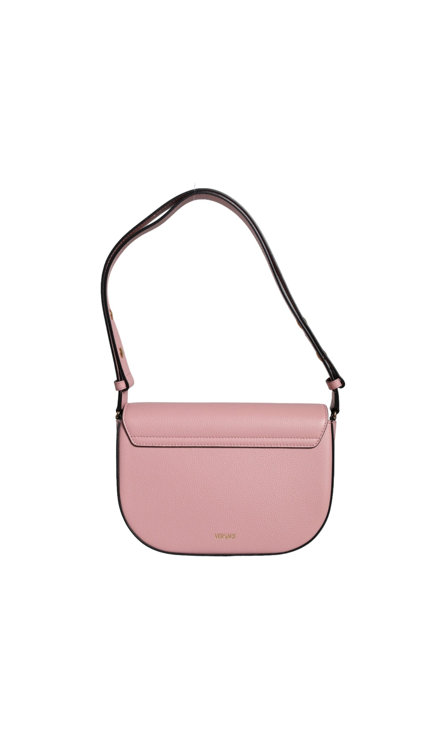 Versace Grainy Calf Leather Logo Crossbody Shoulder Pink Bag Glam Steals
