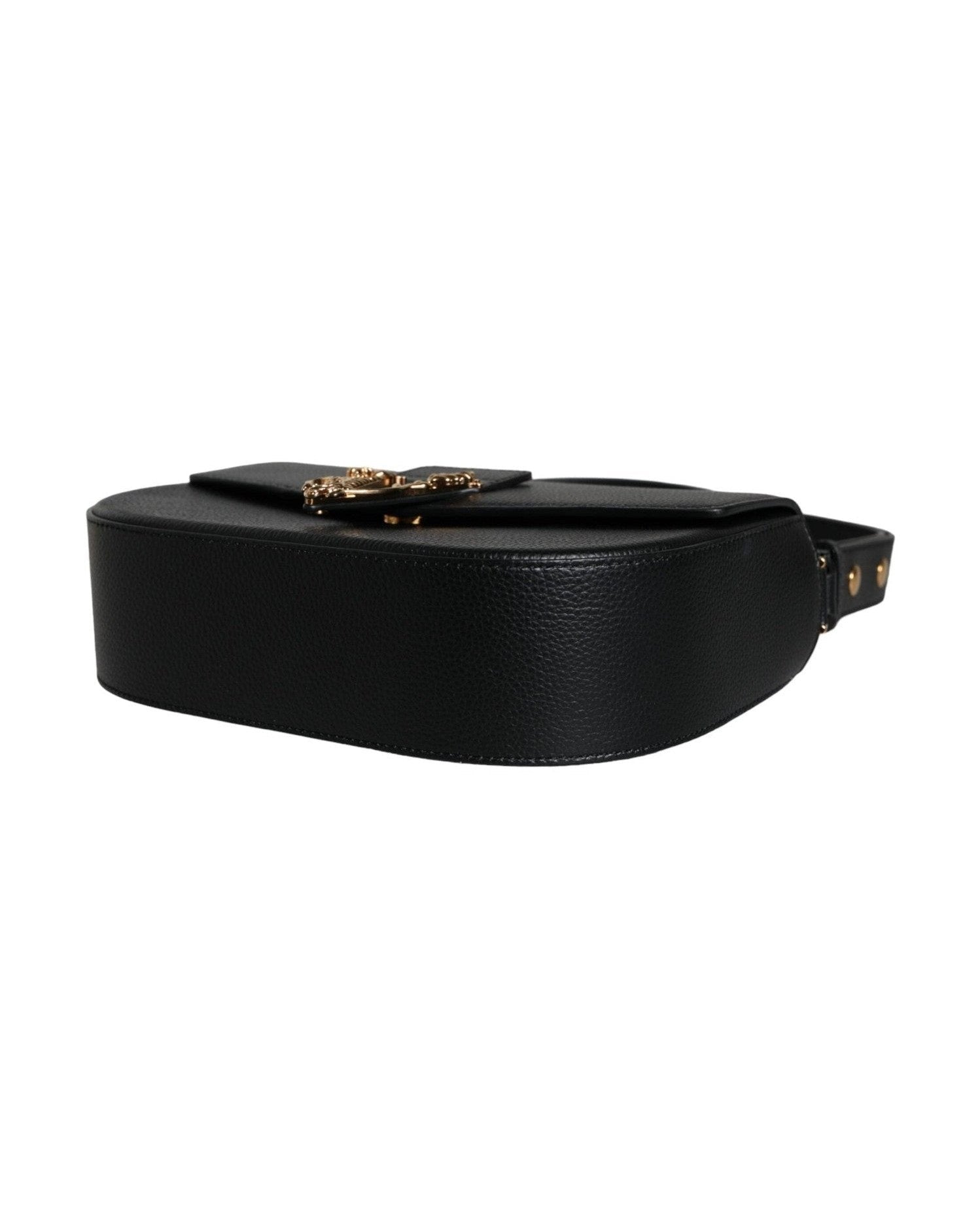Versace Grainy Calf Leather Logo Crossbody Shoulder Black Bag Glam Steals