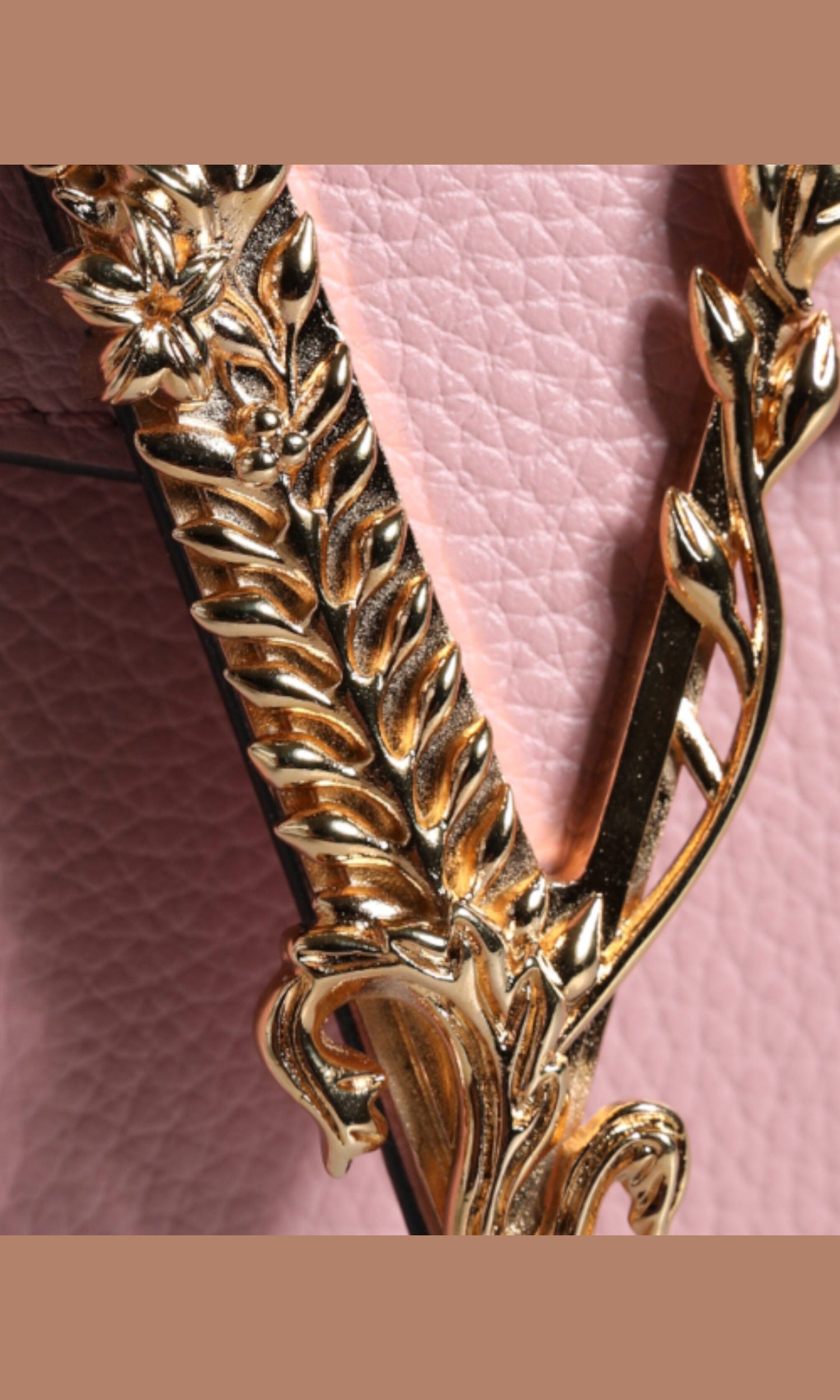 Versace Grainy Calf Leather Logo Crossbody Shoulder Pink Bag Glam Steals