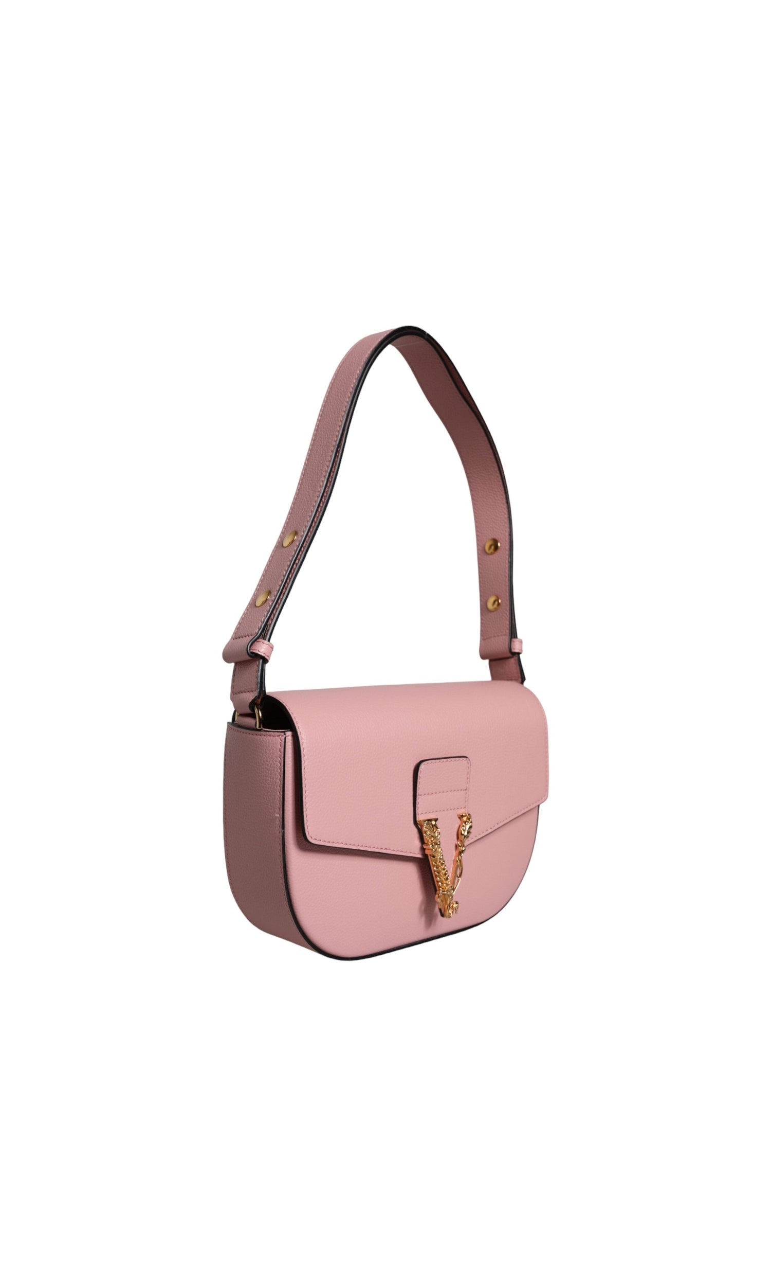 Versace Grainy Calf Leather Logo Crossbody Shoulder Pink Bag Glam Steals