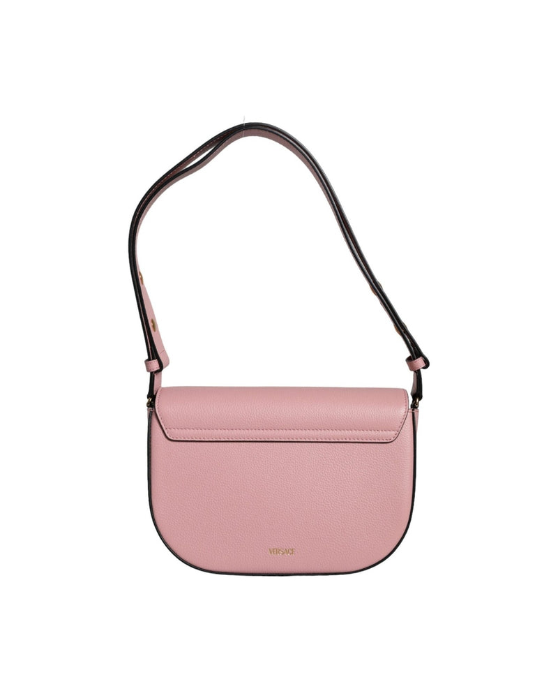 Versace Grainy Calf Leather Logo Crossbody Shoulder Pink Bag Glam Steals
