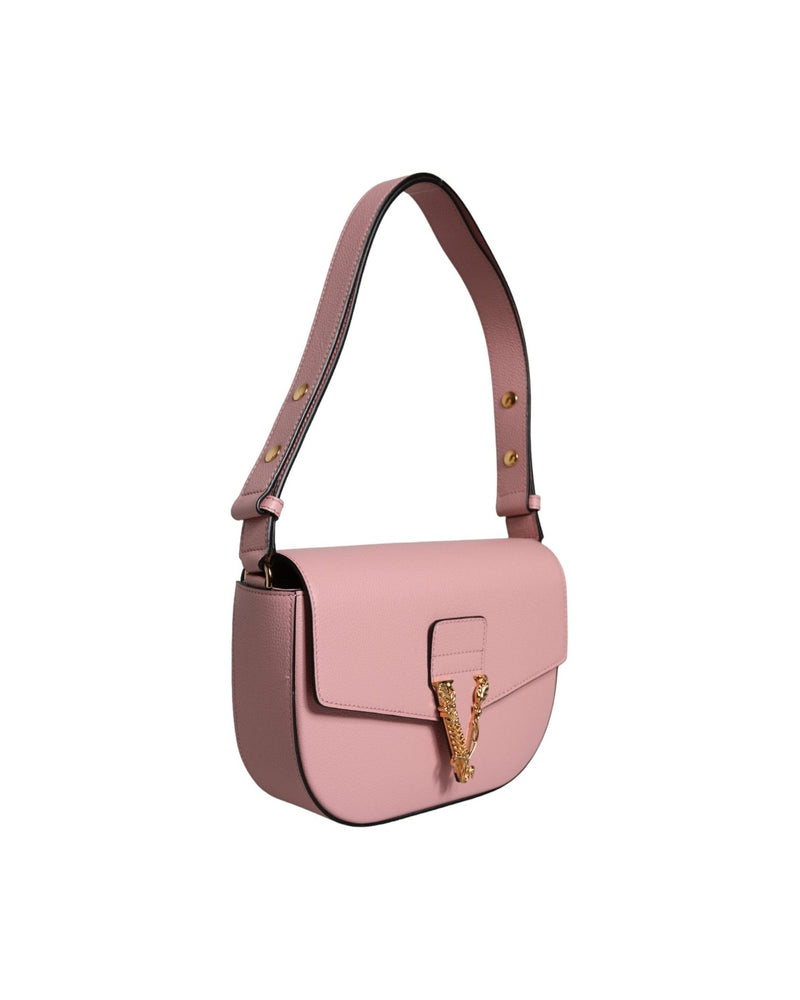 Versace Grainy Calf Leather Logo Crossbody Shoulder Pink Bag Glam Steals