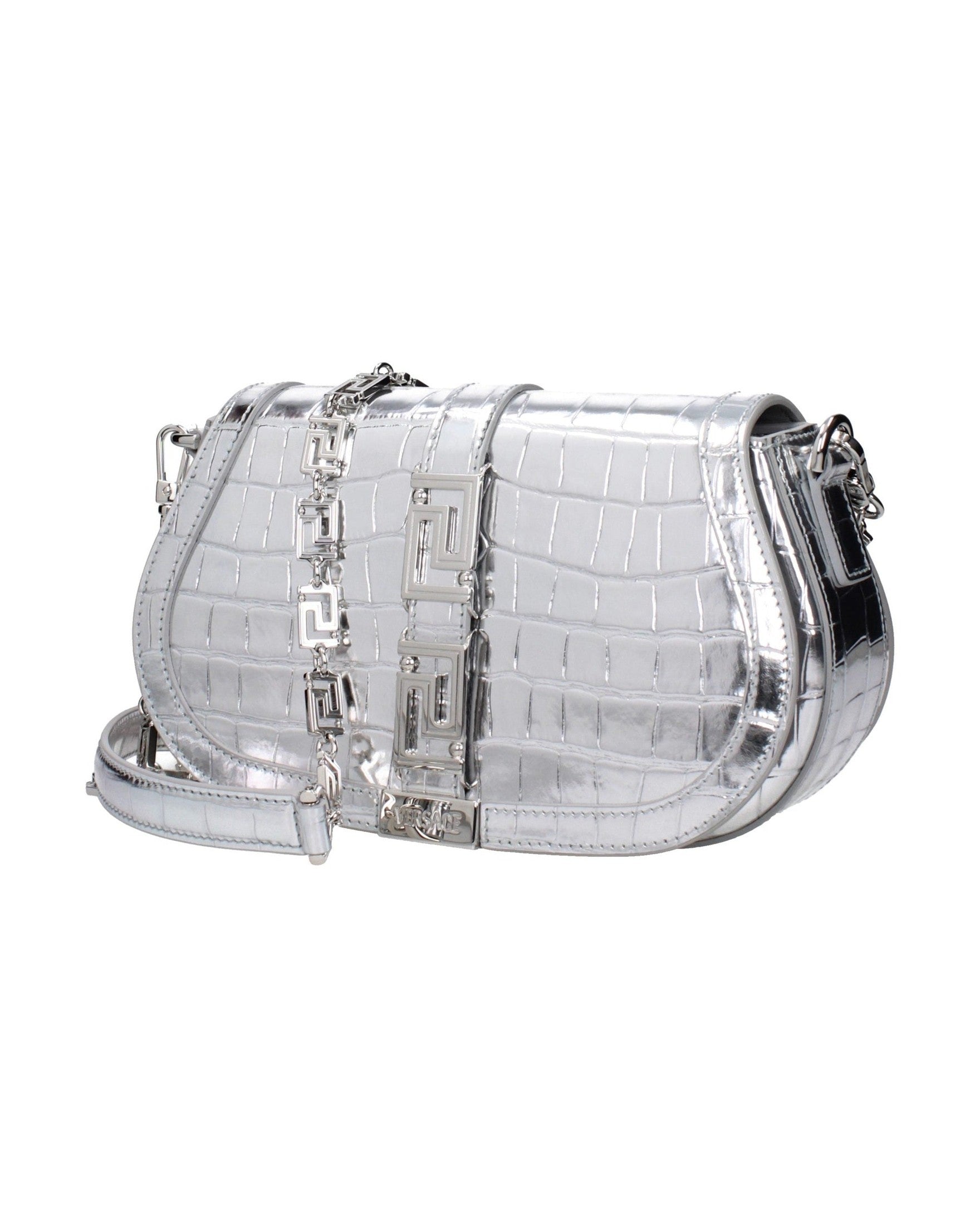 Versace Gray Leather Shoulder Bag Glam Steals