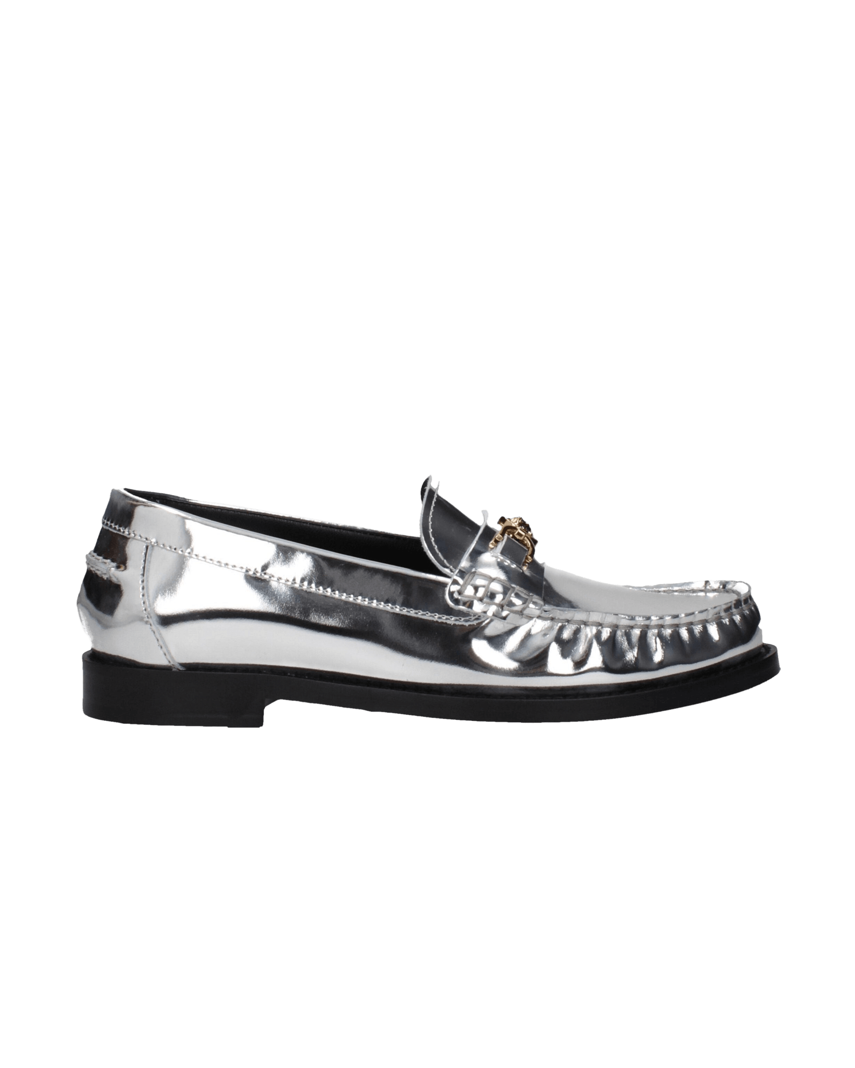 Versace Gray Leather Slip On Loafers Glam Steals