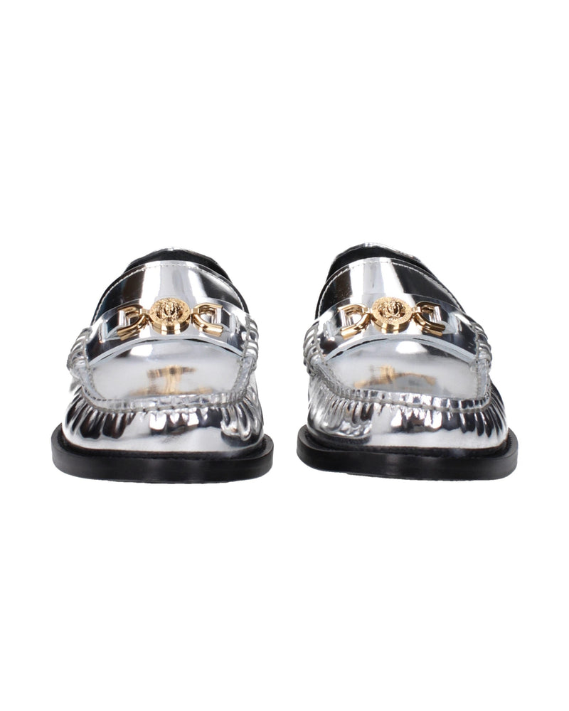 Versace Gray Leather Slip On Loafers Glam Steals