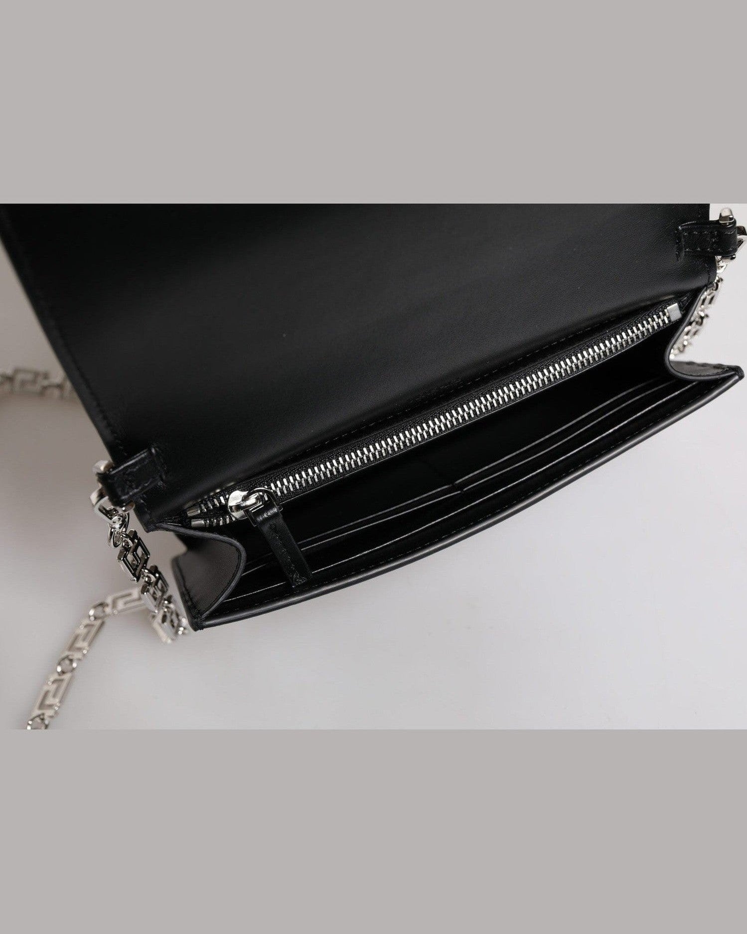 Versace Black Leather Calfskin Chain Strap Shoulder Crossbody Bag Glam Steals