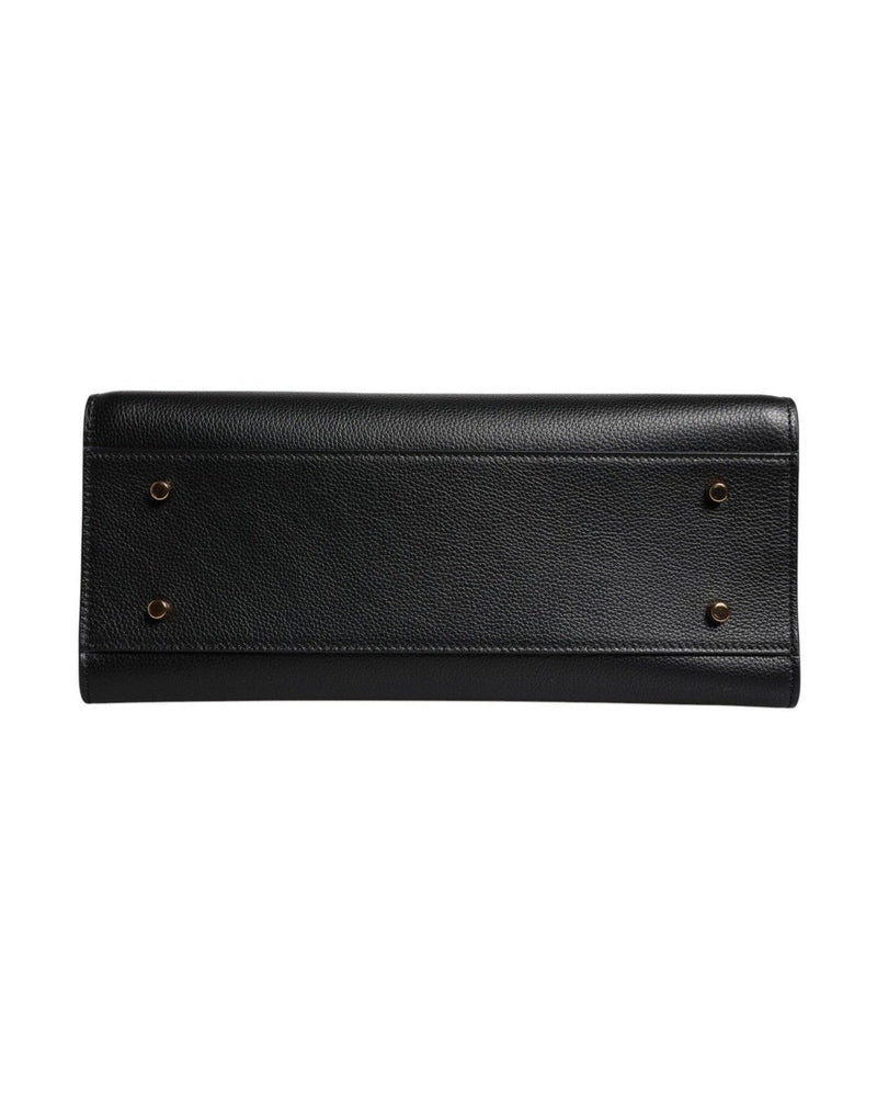 Versace Black Leather Large Top Handle Shoulder Crossbody Bag Glam Steals