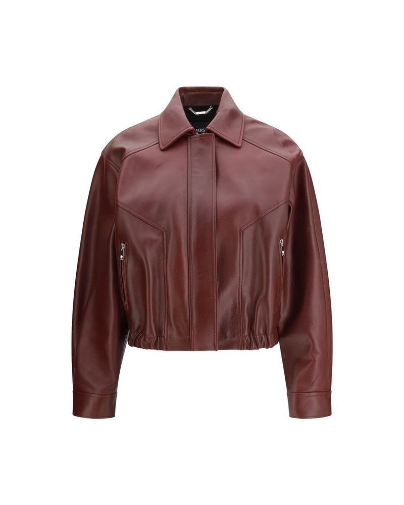 Versace Leather Bordeaux Jacket Glam Steals