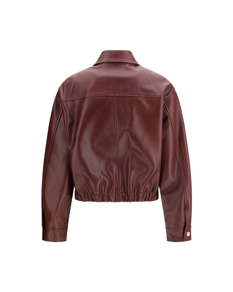 Versace Leather Bordeaux Jacket Glam Steals
