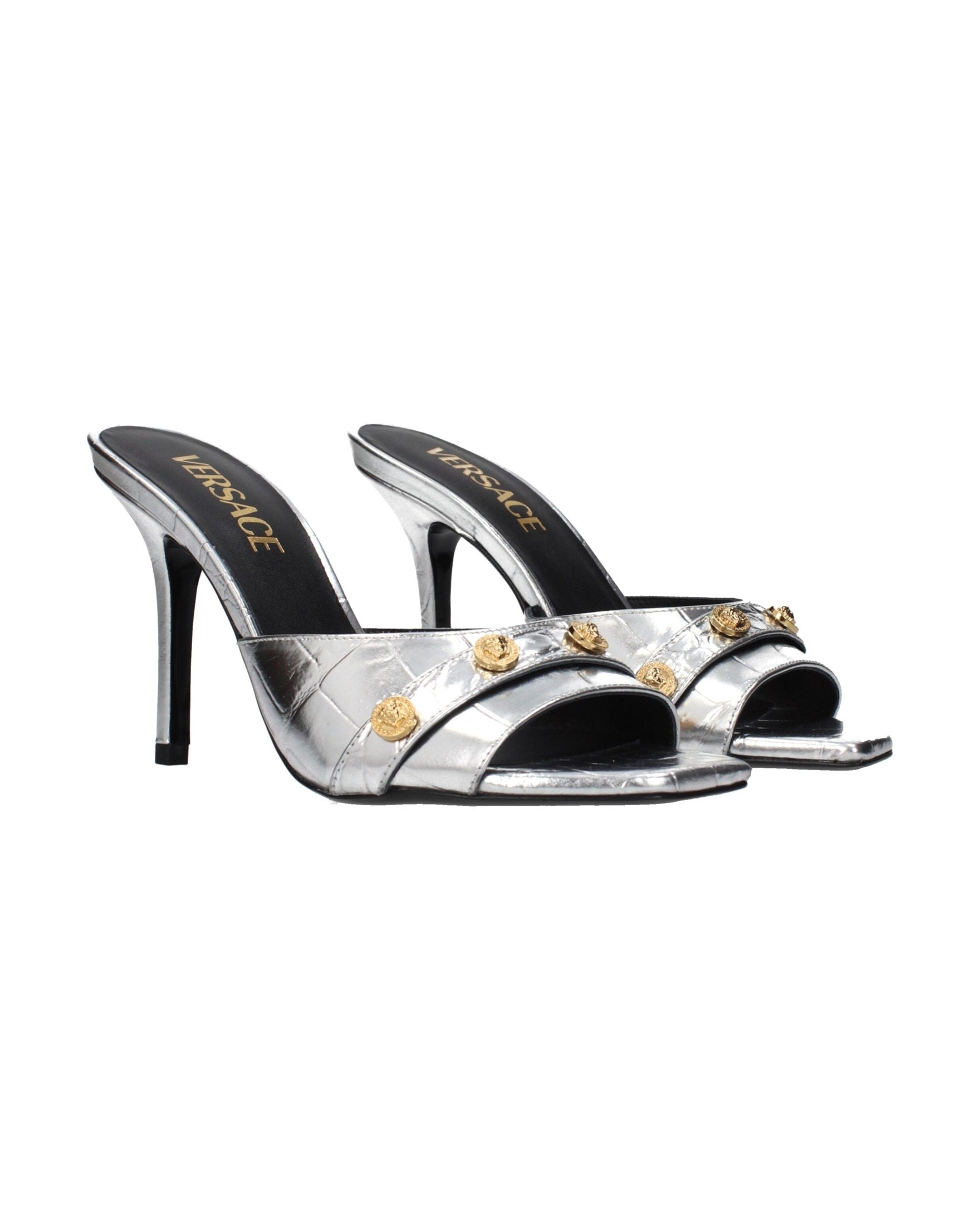Versace Leather Stiletto Heel Sandals Glam Steals