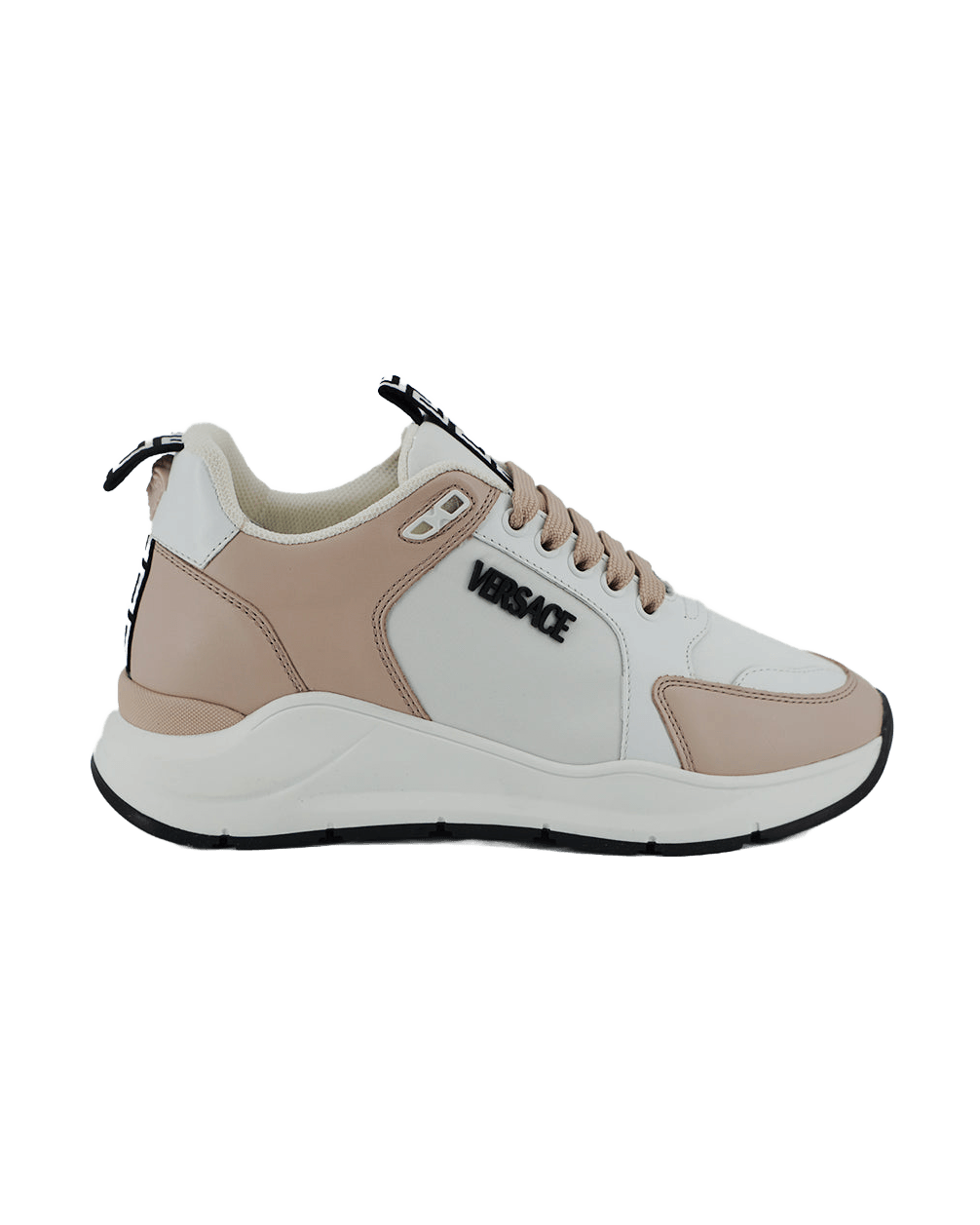 Versace Light Pink Leather White Calf Sneakers Glam Steals