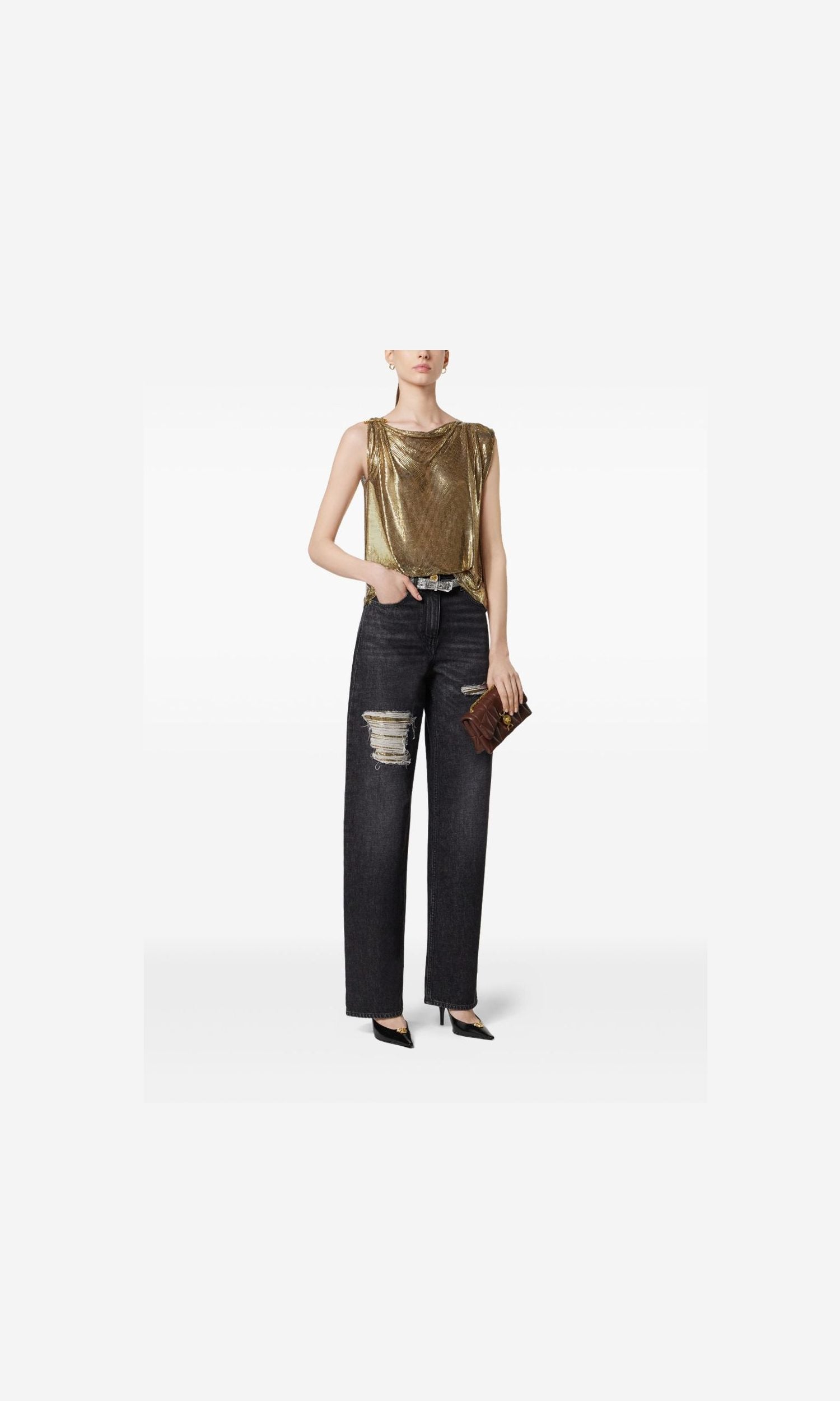 Versace Mesh Metal Regular Fit Jeans Glam Steals