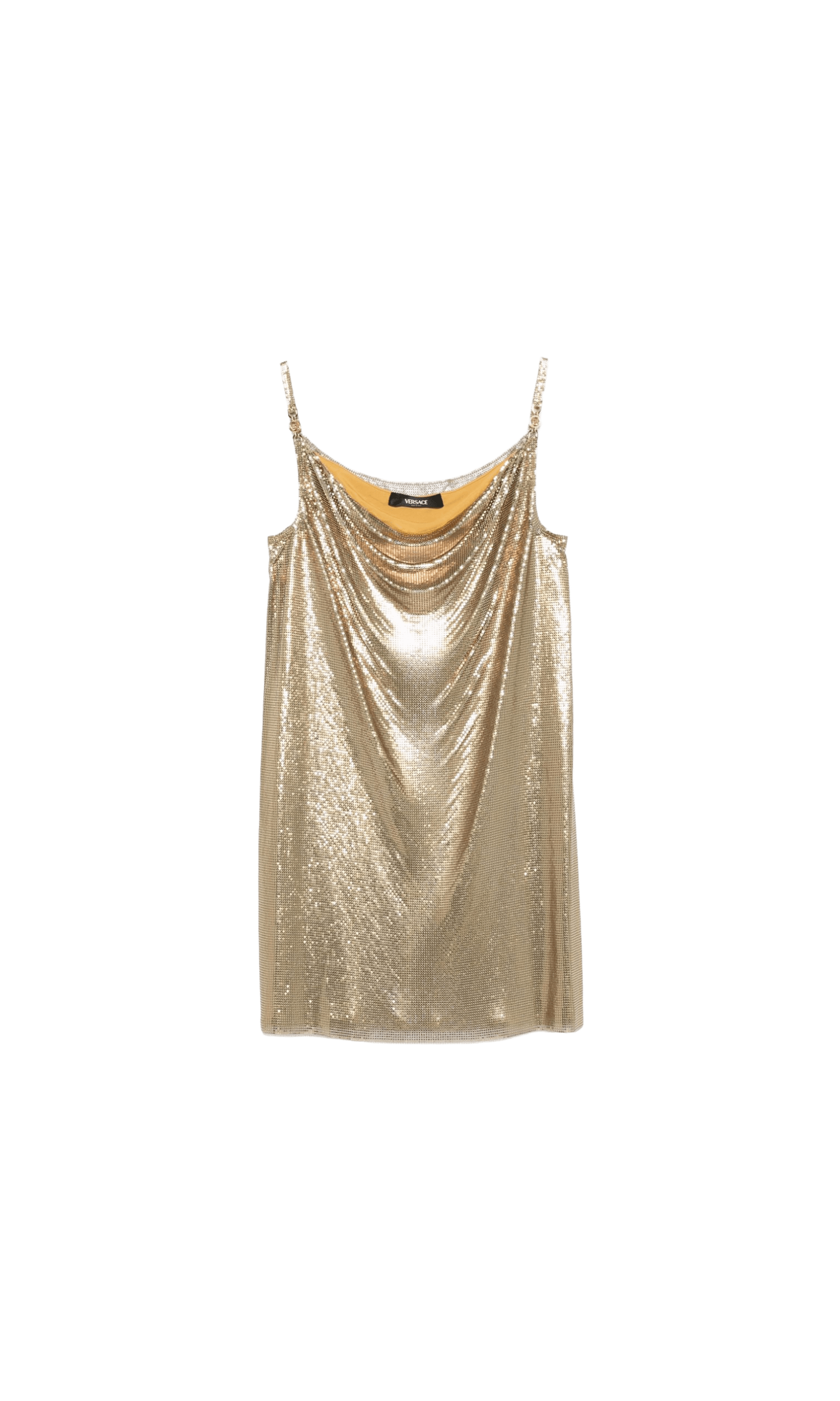 Versace Metallic Mesh Mini Dress with Slip Glam Steals