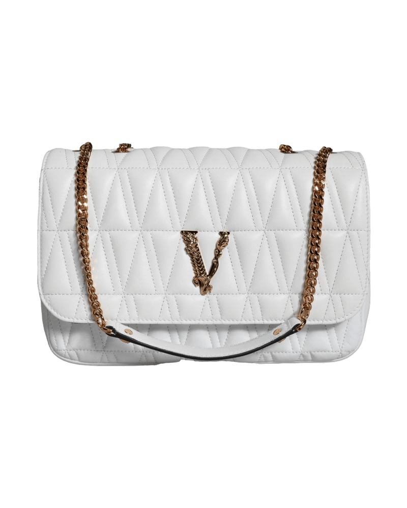 Versace Mini White Nappa Leather Crossbody Shoulder Bag Glam Steals