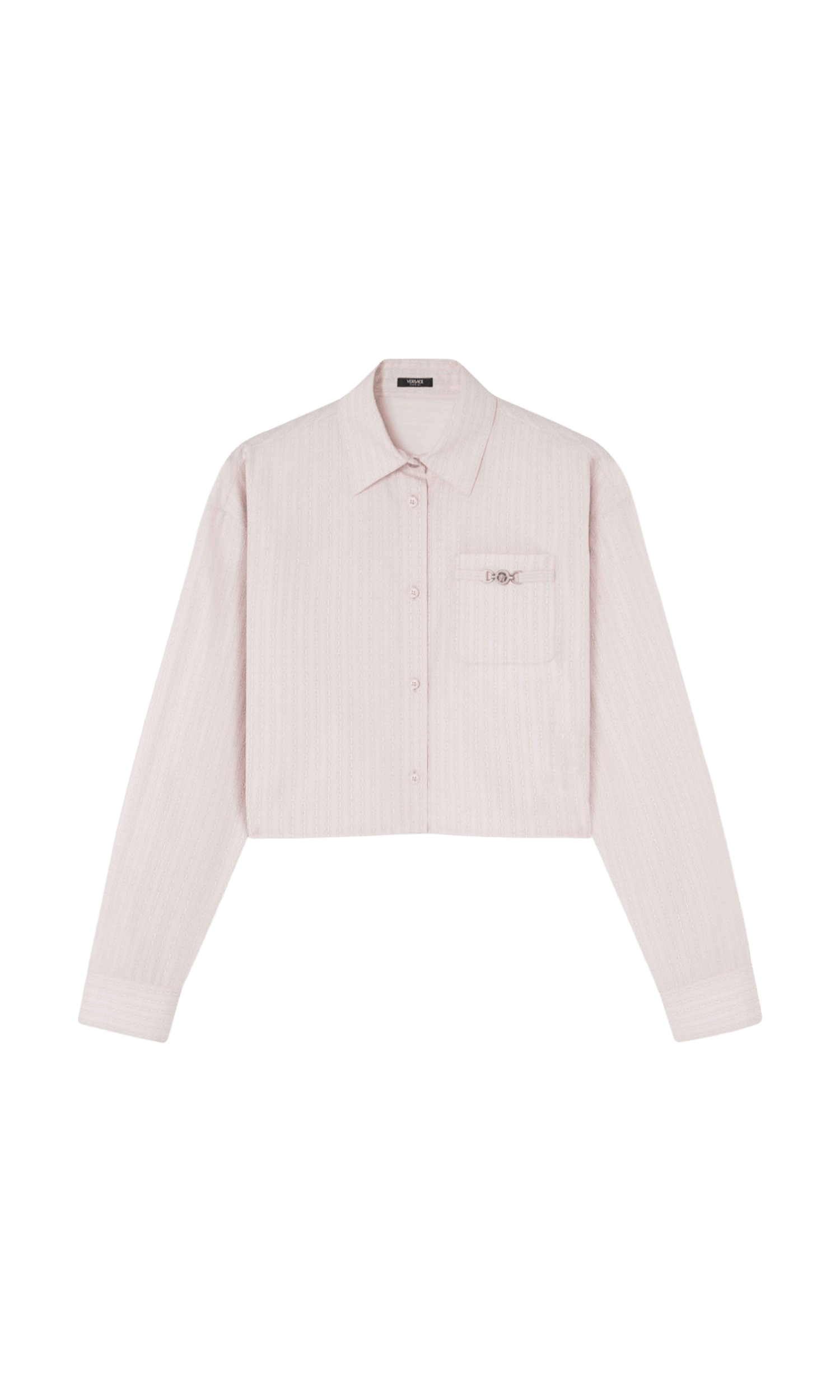 Versace Pinstripe Chain Boxy Short Shirt Glam Steals