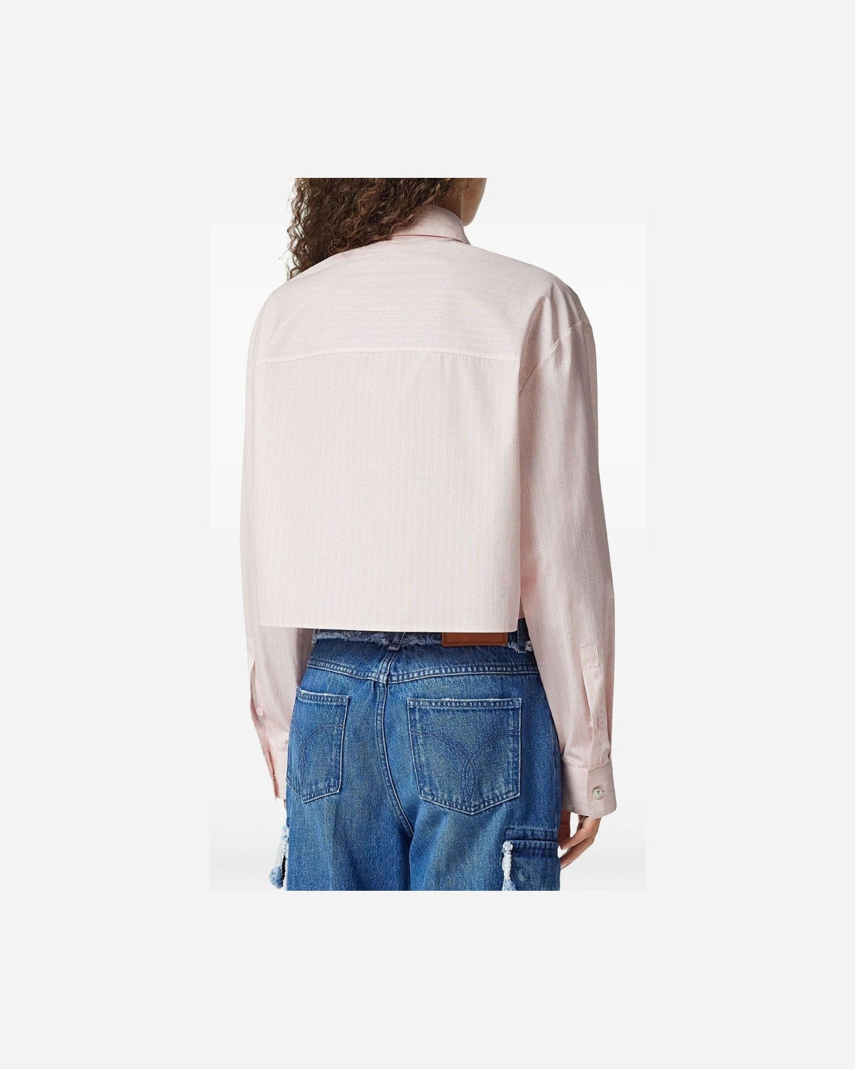 Versace Pinstripe Chain Boxy Short Shirt Glam Steals