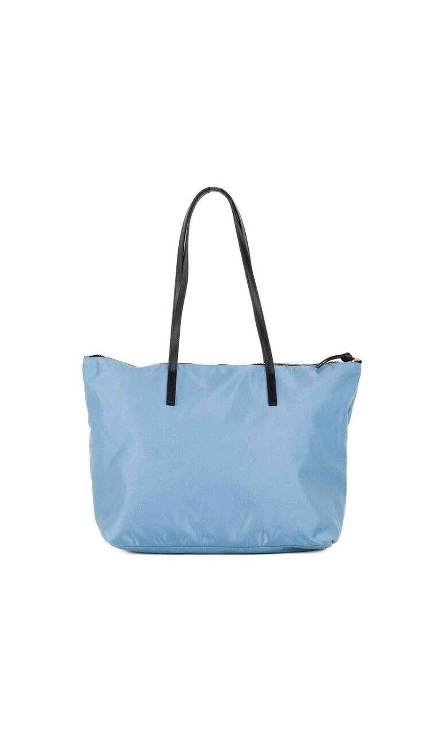Versace Portuna Medusa Medium Cornflower Nylon Leather Tote Bag Blue Purse Glam Steals
