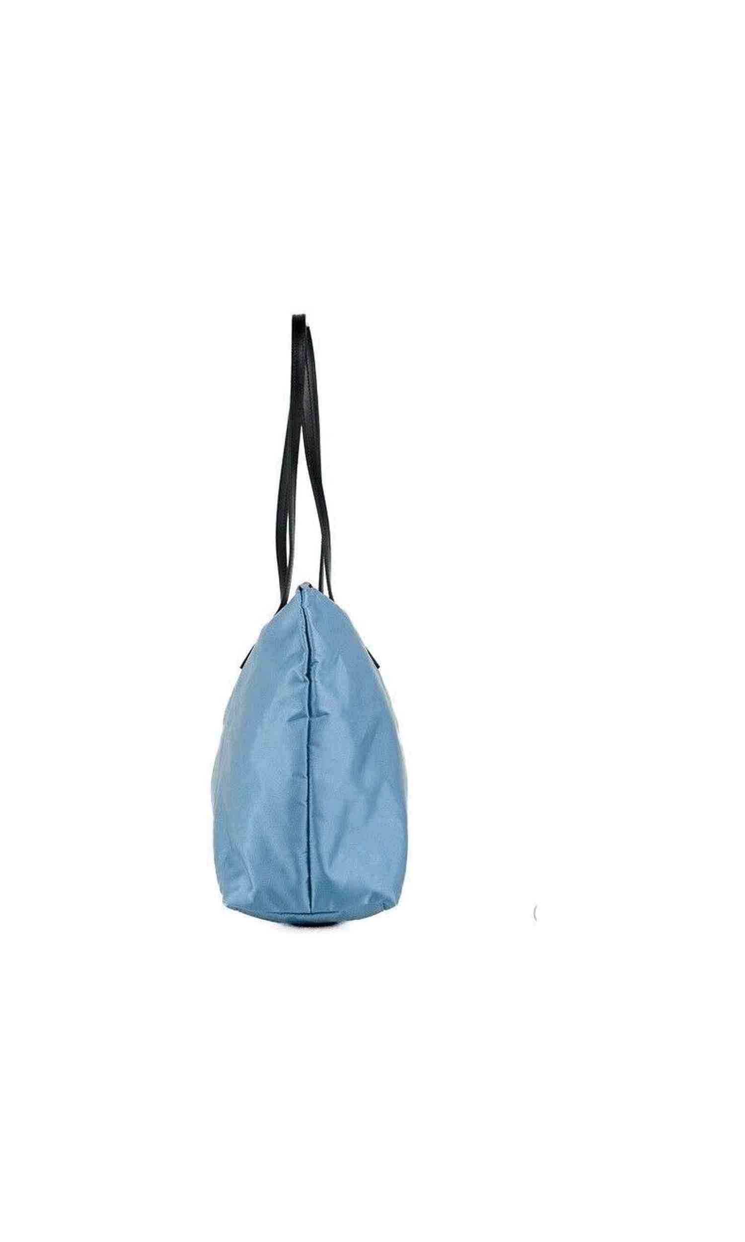 Versace Portuna Medusa Medium Cornflower Nylon Leather Tote Bag Blue Purse Glam Steals