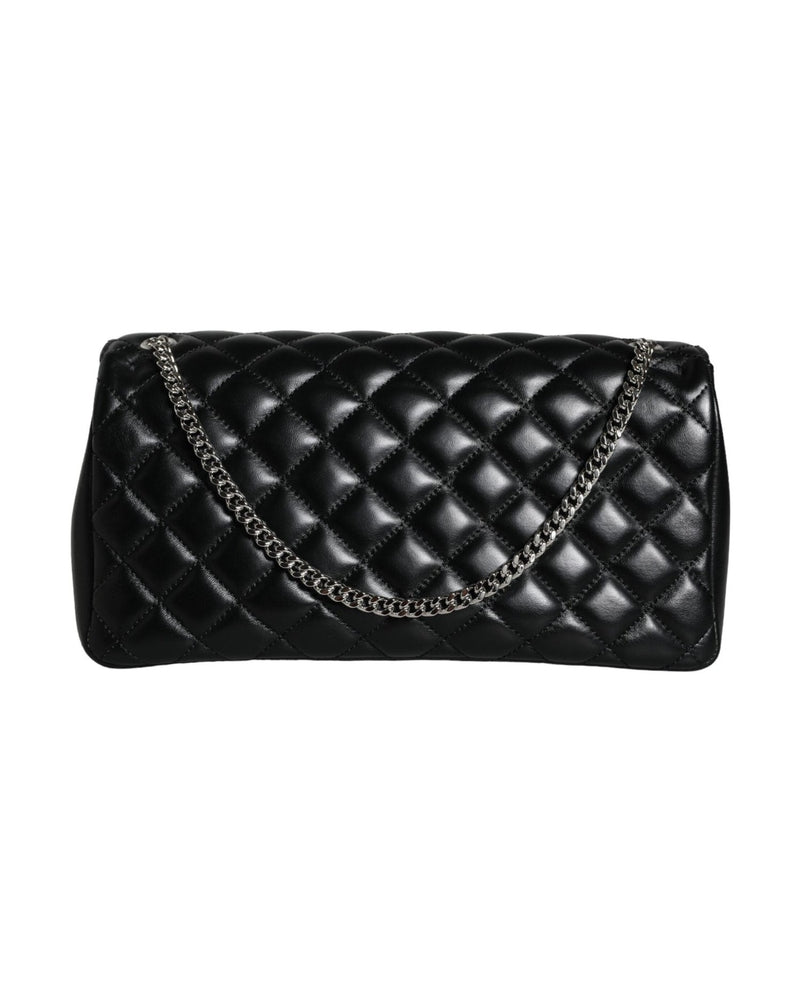 Versace Quilted Lambskin Leather Crossbody Shoulder Black Bag Glam Steals