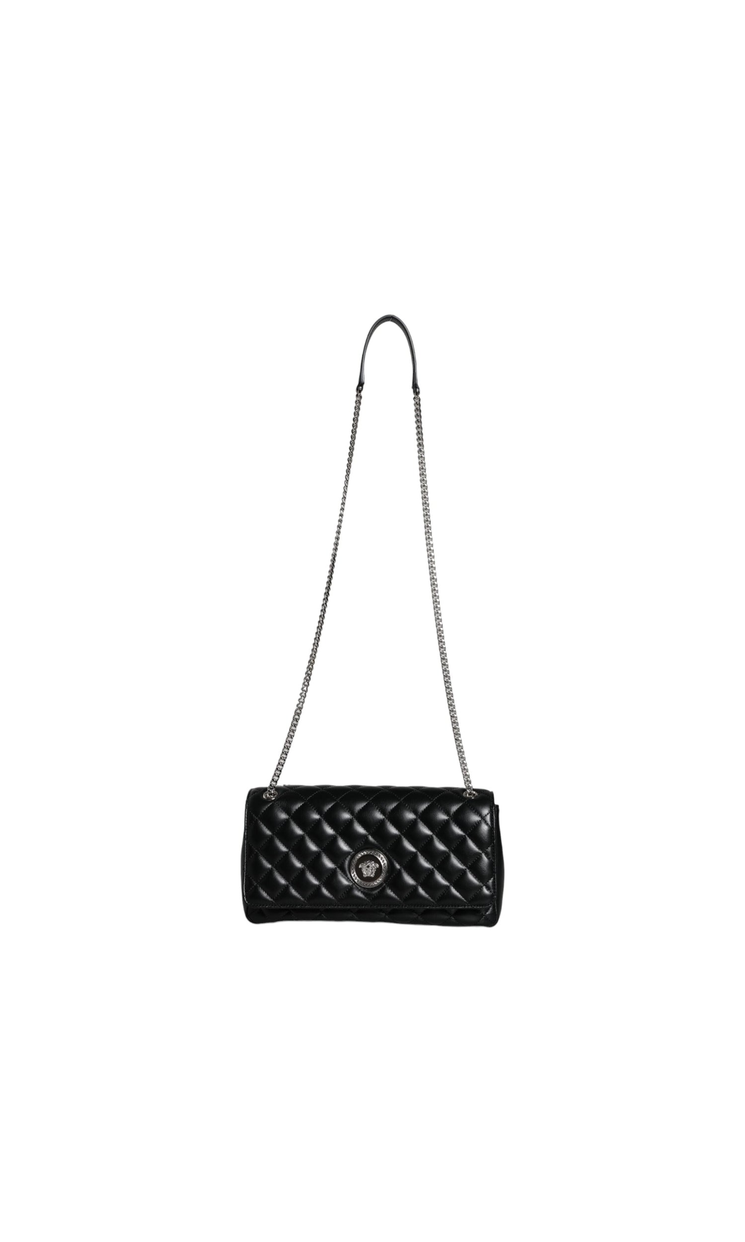 Versace Quilted Lambskin Leather Crossbody Shoulder Black Bag Glam Steals