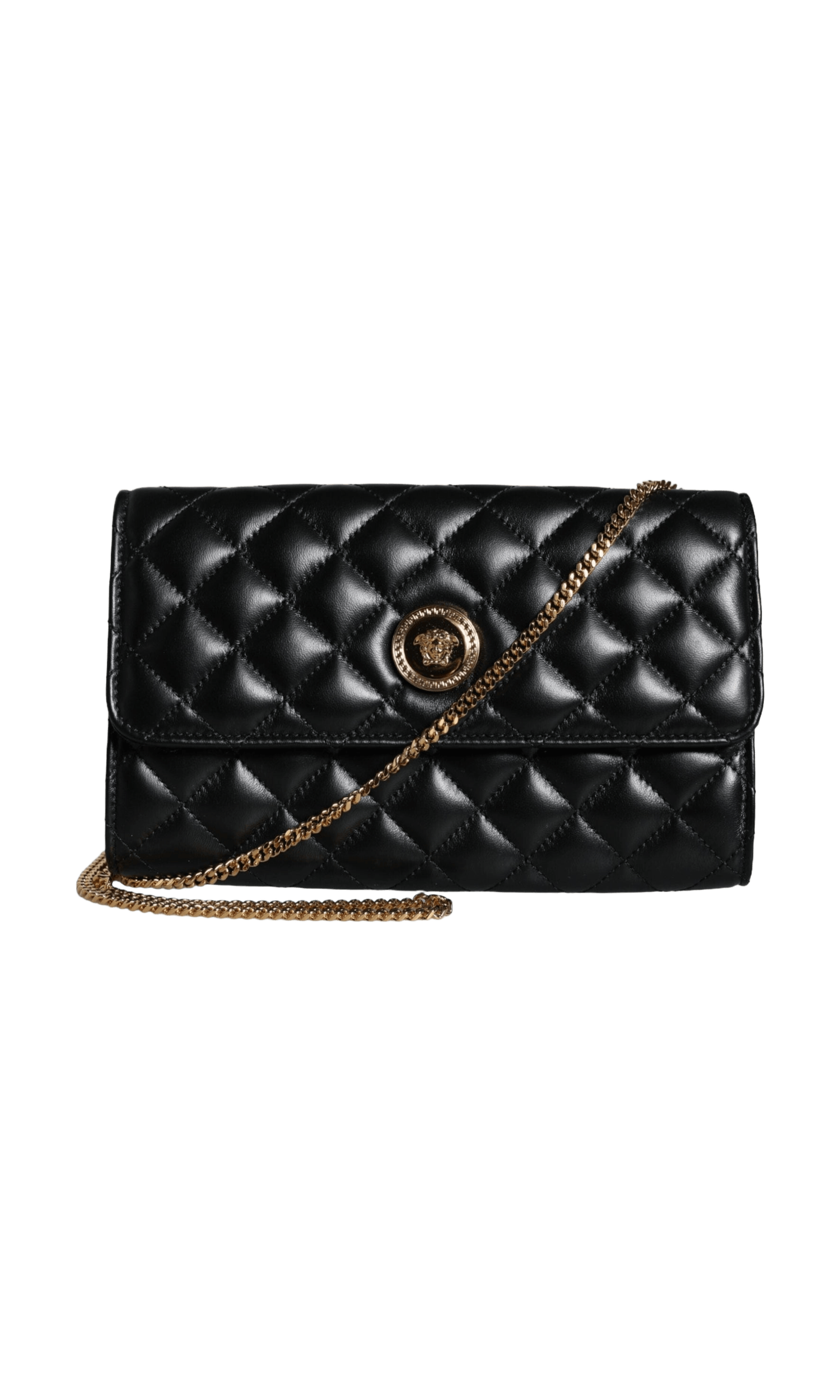 Versace Quilted Nappa Leather Crossbody Shoulder Black Bag Glam Steals