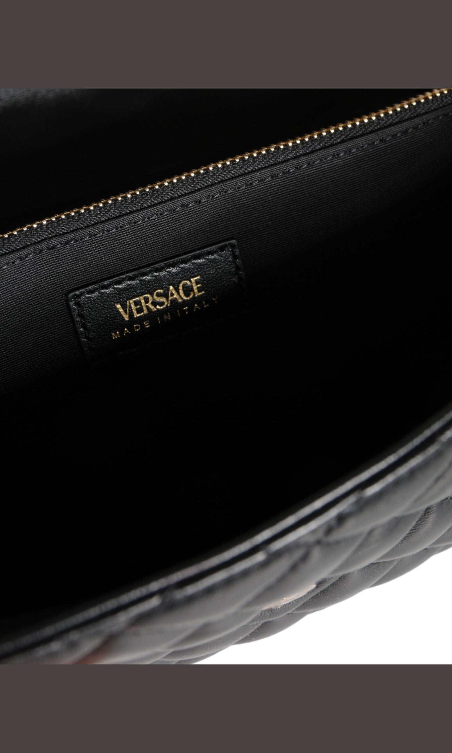 Versace Quilted Nappa Leather Crossbody Shoulder Black Bag Glam Steals