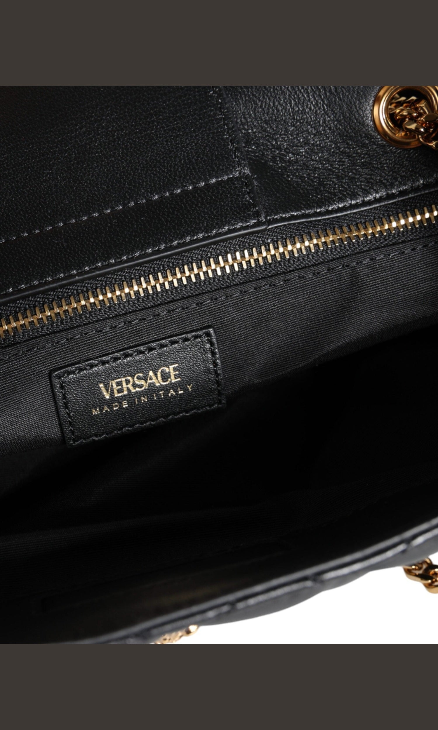 Versace Quilted Nappa Leather Shoulder Chain Strap Black Bag Glam Steals