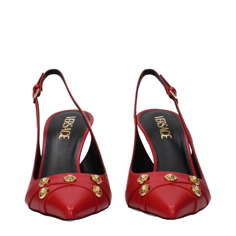 Versace Red Leather High Heel Pumps Glam Steals