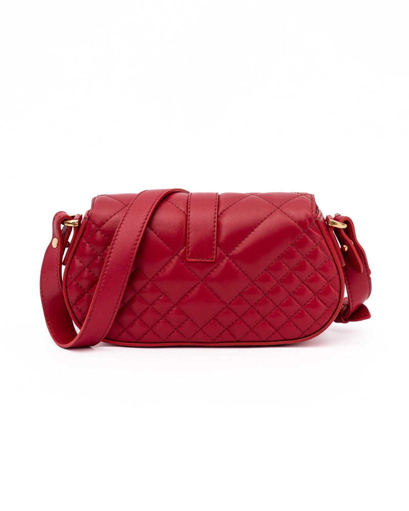 Versace Red Leather Quilted Shoulder Strap Bag Glam Steals