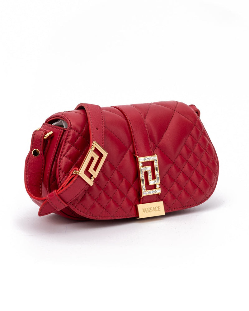 Versace Red Leather Quilted Shoulder Strap Bag Glam Steals