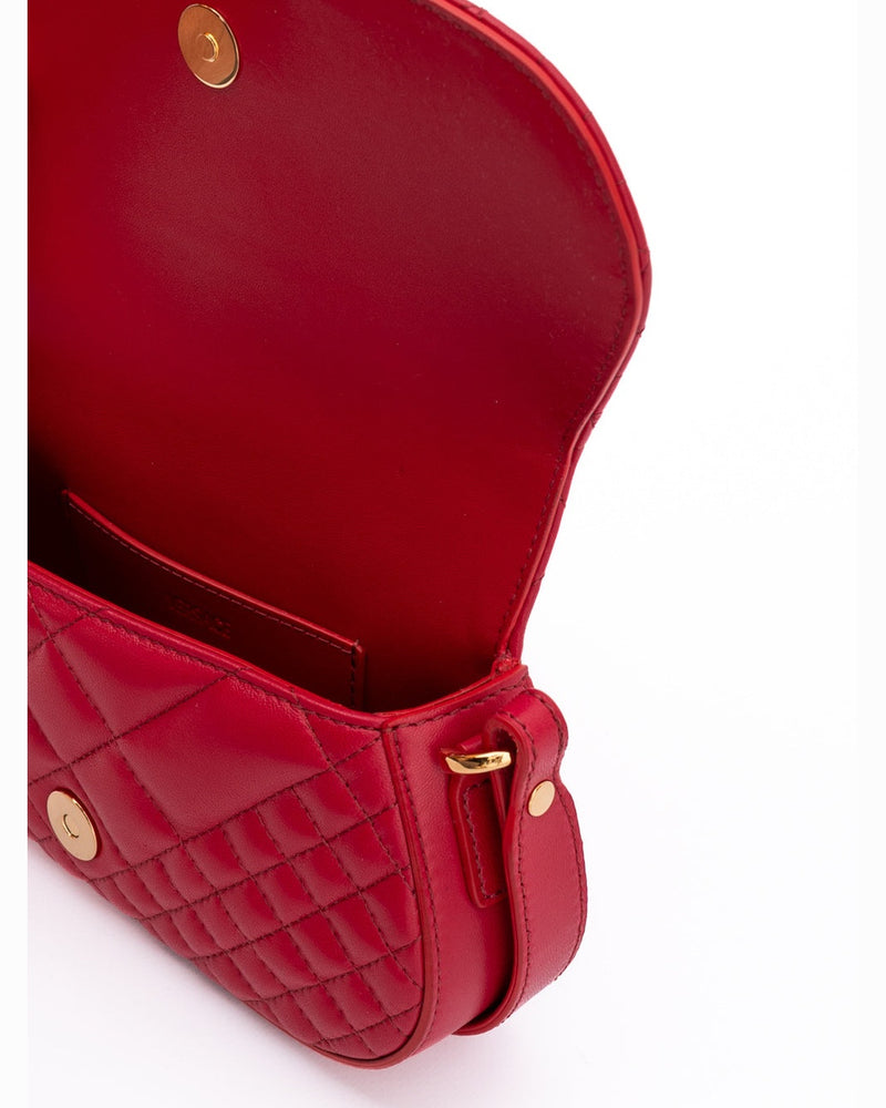 Versace Red Leather Quilted Shoulder Strap Bag Glam Steals