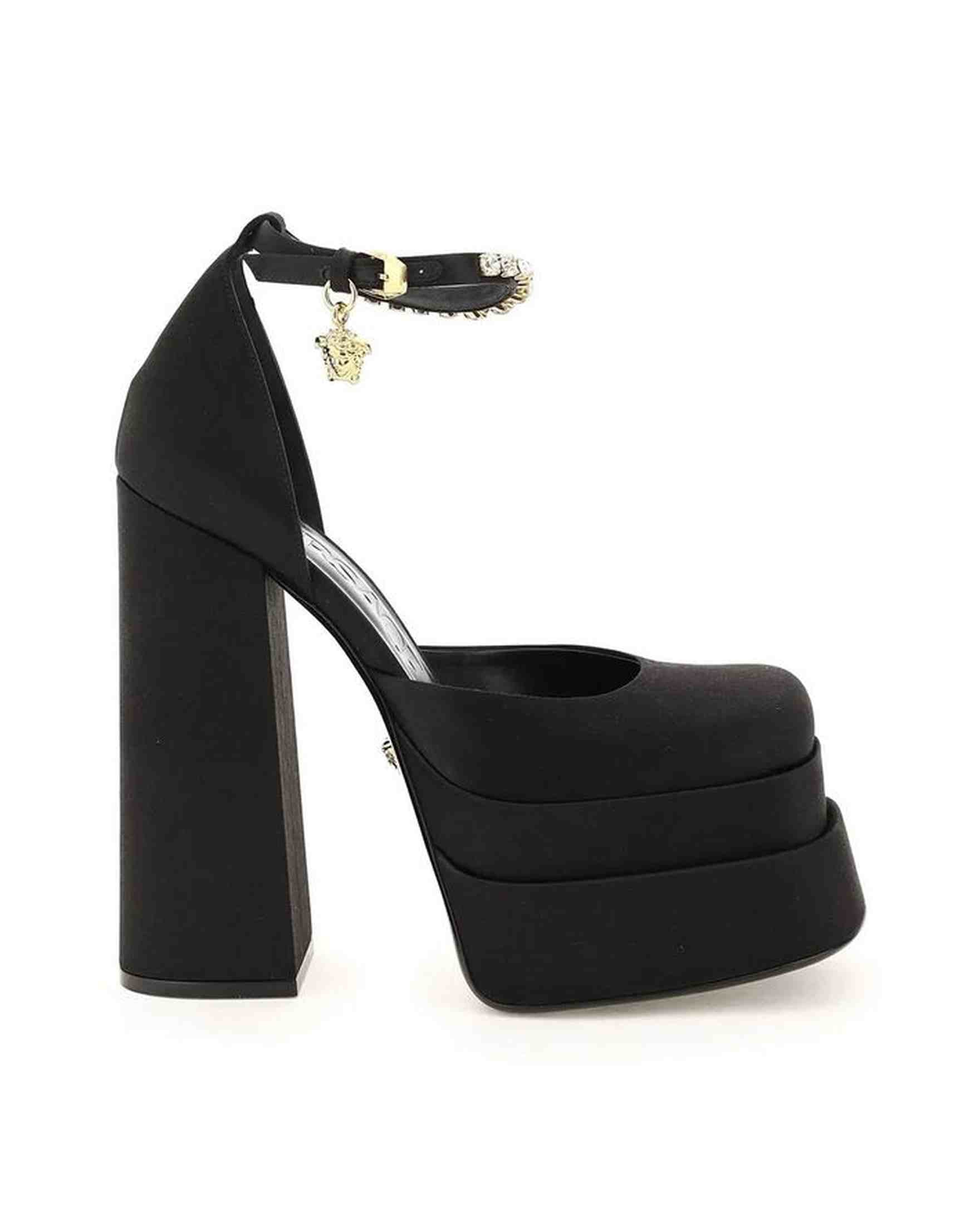 Versace Silk Satin Platform Pumps Glam Steals