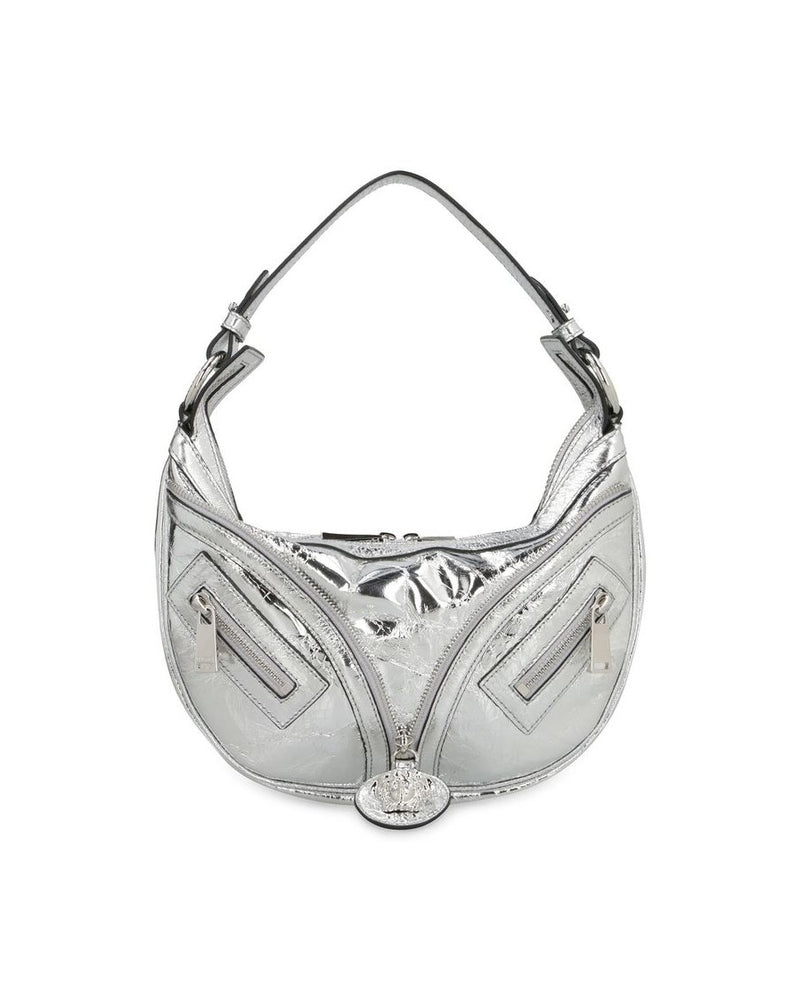 Versace Silver Leather Lamb Shoulder Bag Glam Steals