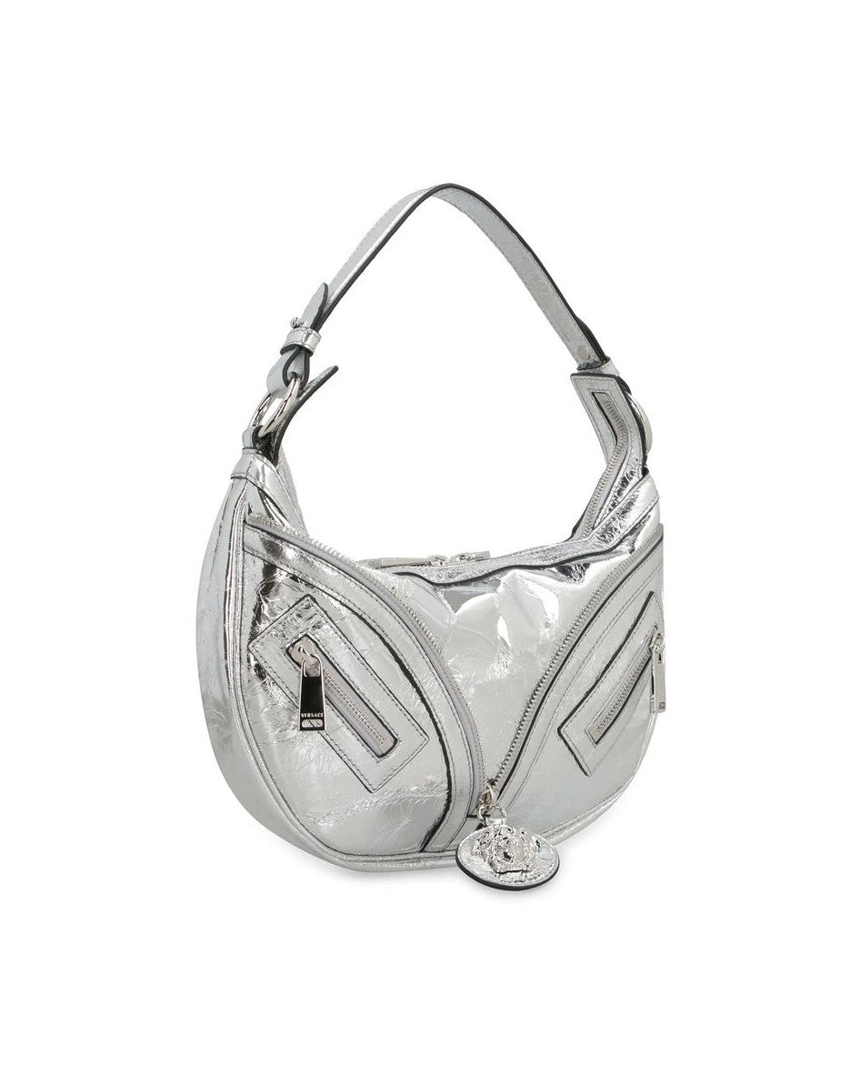 Versace Silver Leather Lamb Shoulder Bag 