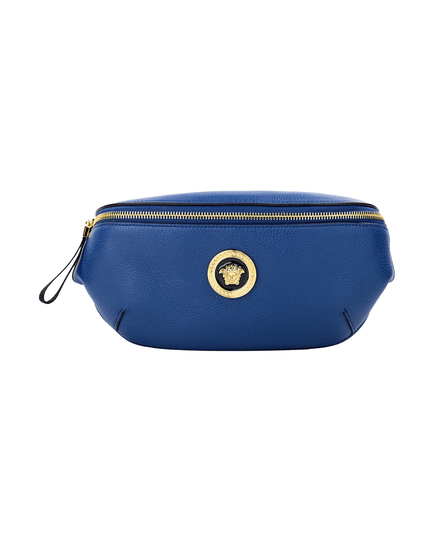 Versace Small Calf Leather Medusa Pendant Fanny Waist Pack Belt Navy Bag Glam Steals