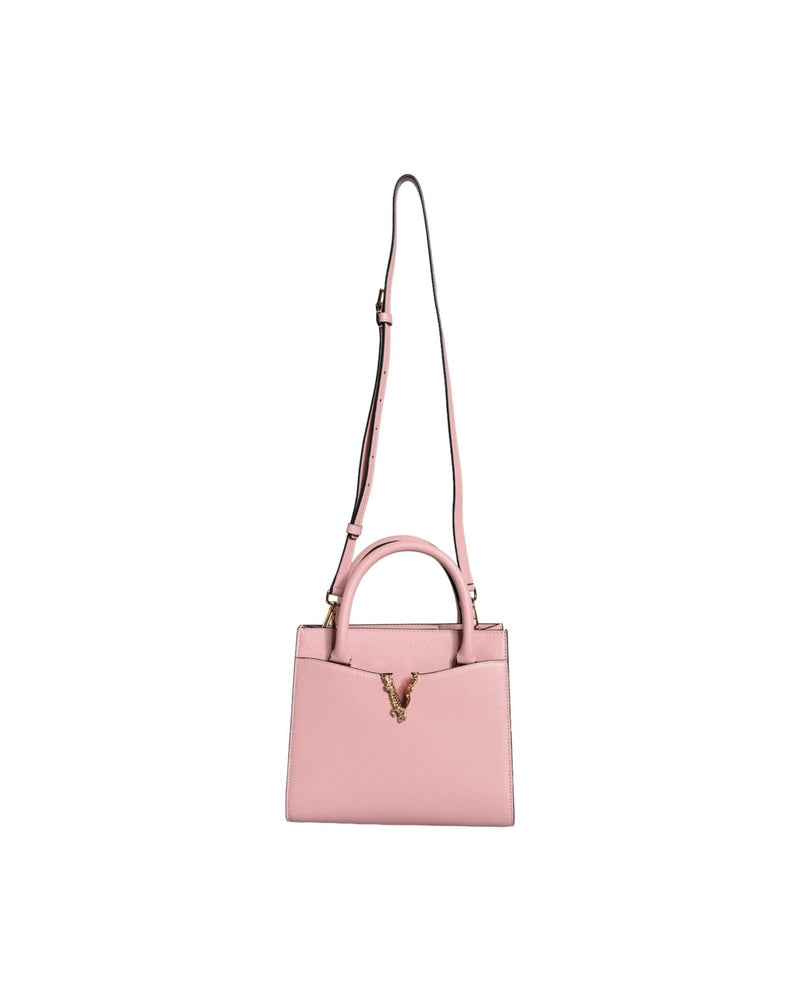 Versace Small Top Handle Grainy Calf Leather Crossbody Pink Bag Glam Steals