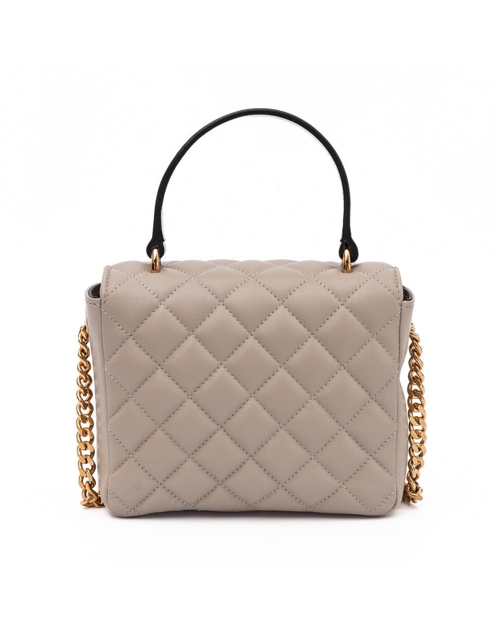Versace Taupe Leather Quilted Handbag Glam Steals