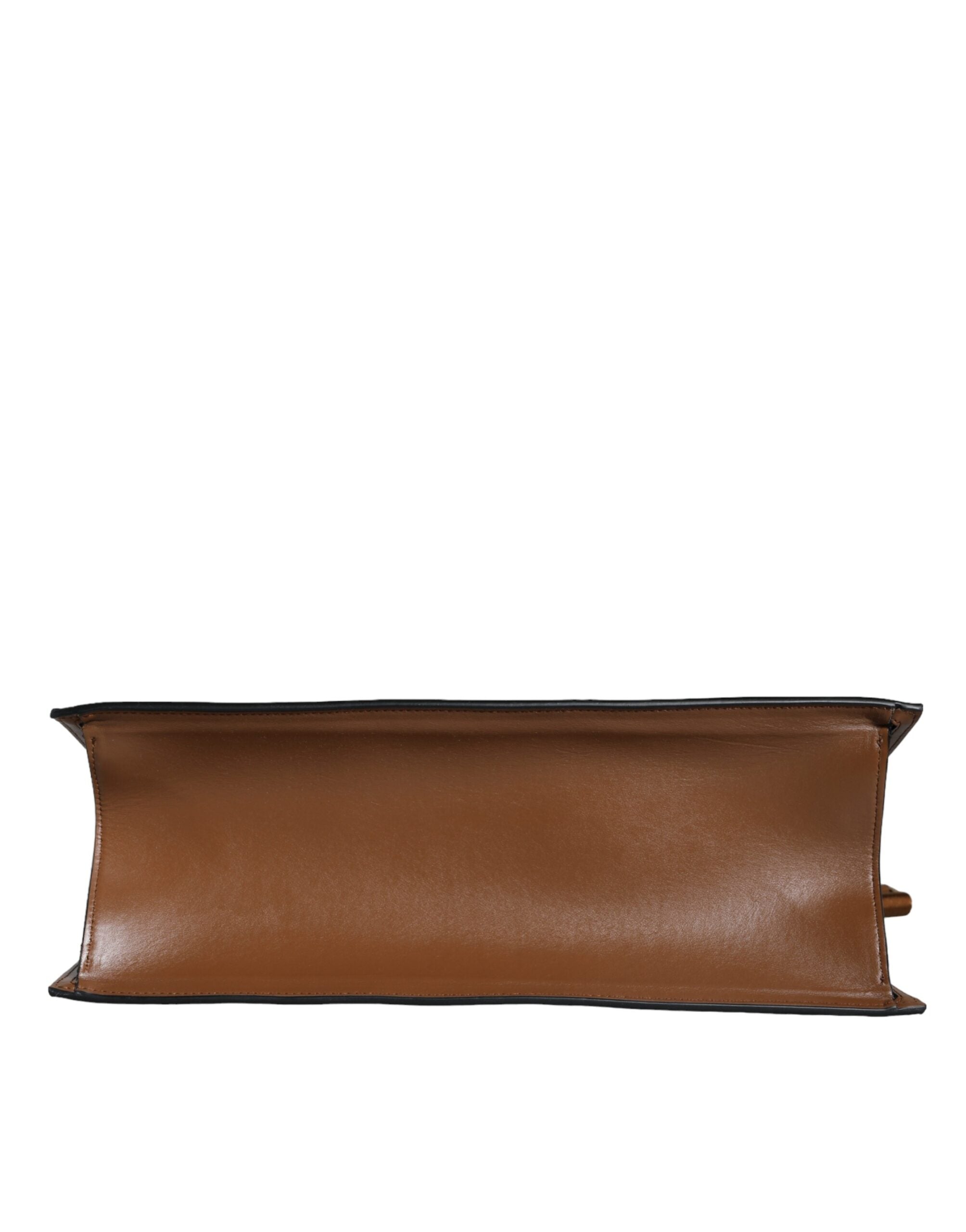 Versace Top Handle Jacquard Leather Logo Crossbody Tote Brown Bag Glam Steals