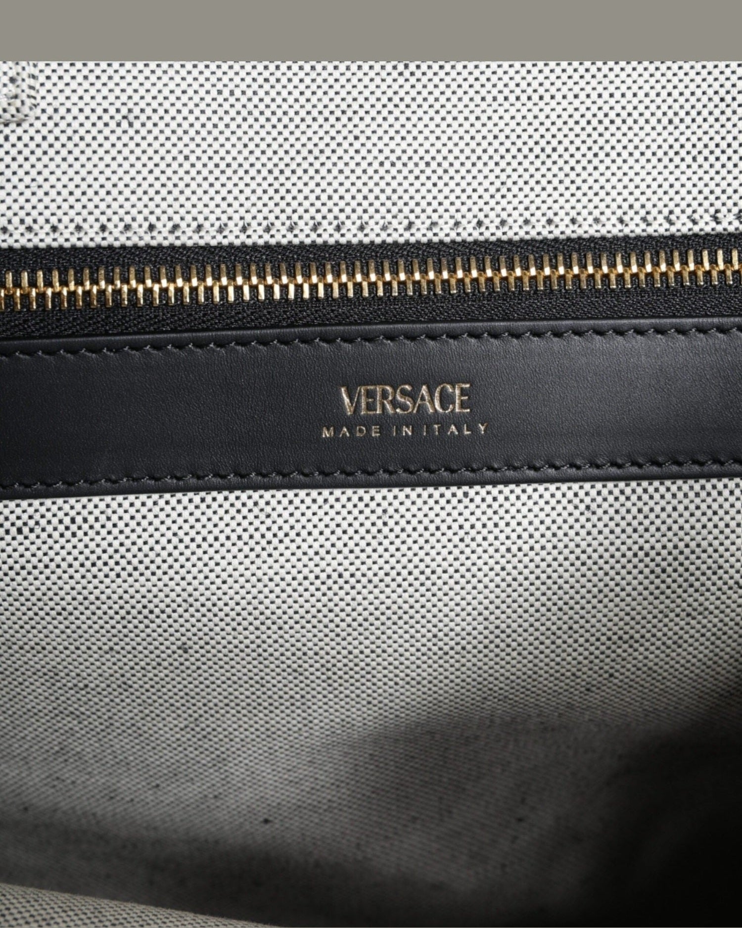 Versace Top Handle Canvas Leather Logo Crossbody Tote White Bag Glam Steals