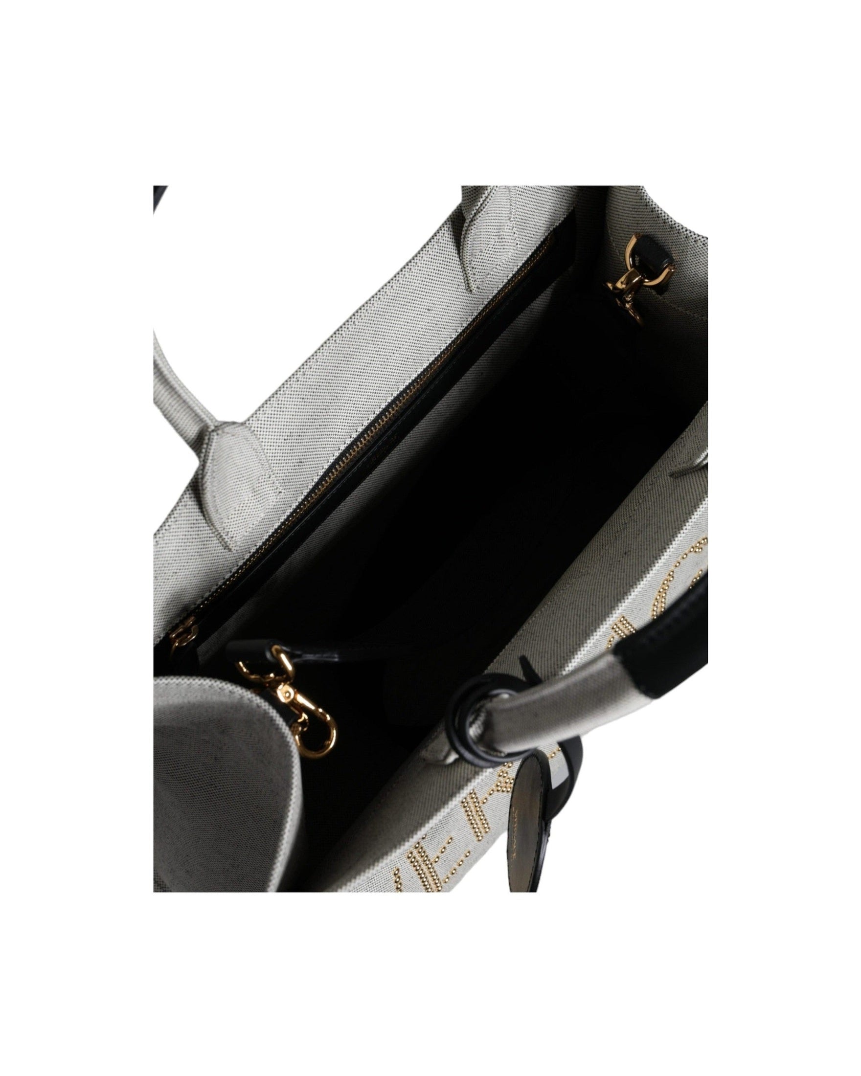 Versace Top Handle Canvas Leather Logo Crossbody Tote White Bag Glam Steals