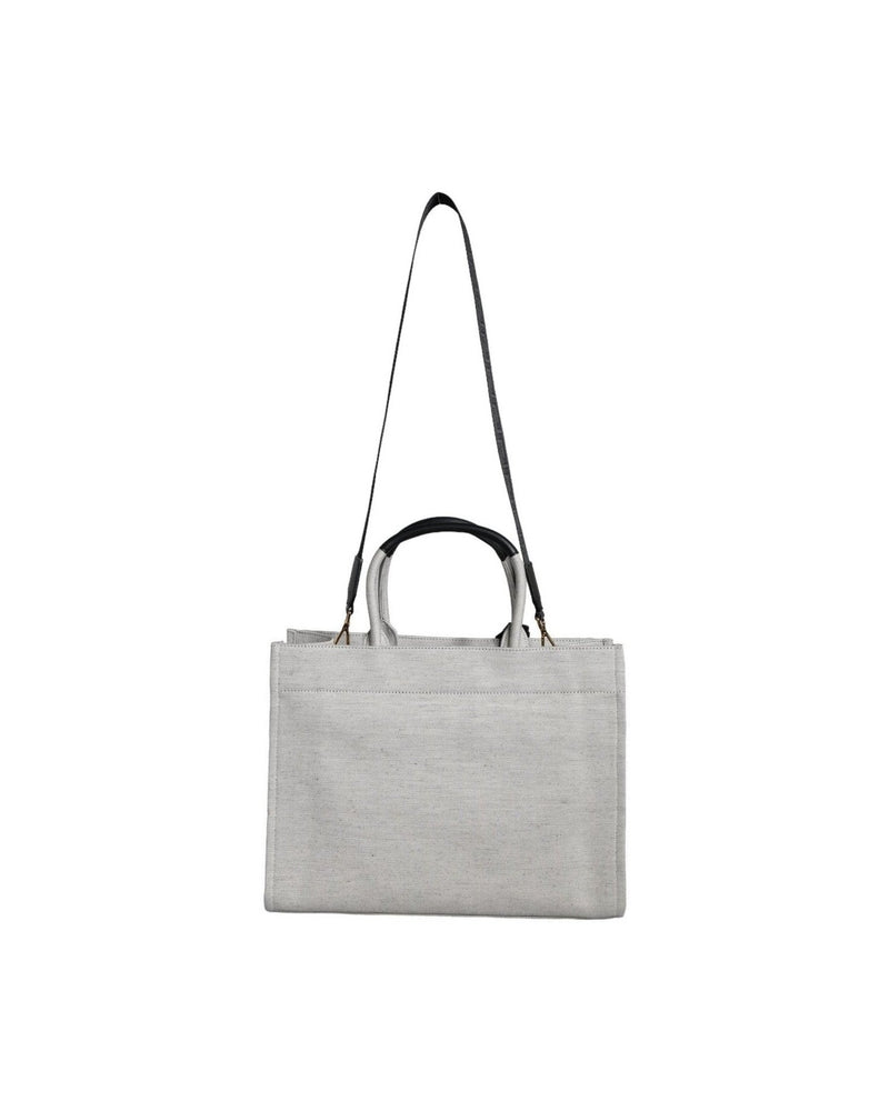 Versace Top Handle Canvas Leather Logo Crossbody Tote White Bag Glam Steals