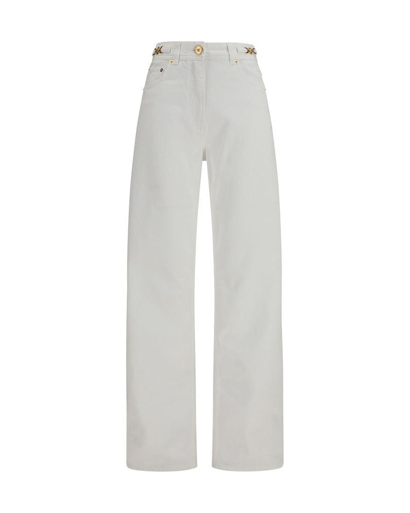 Versace White Cotton Straight Leg Jeans 