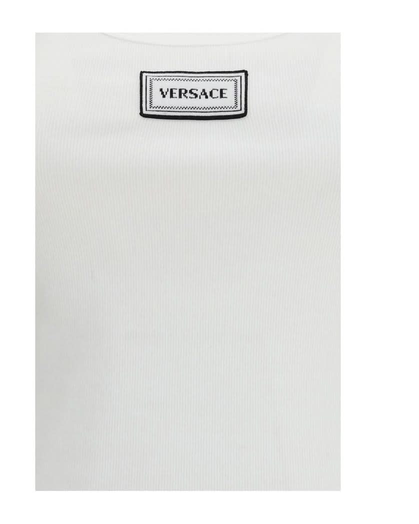 Versace White Cotton Top Tank Tops