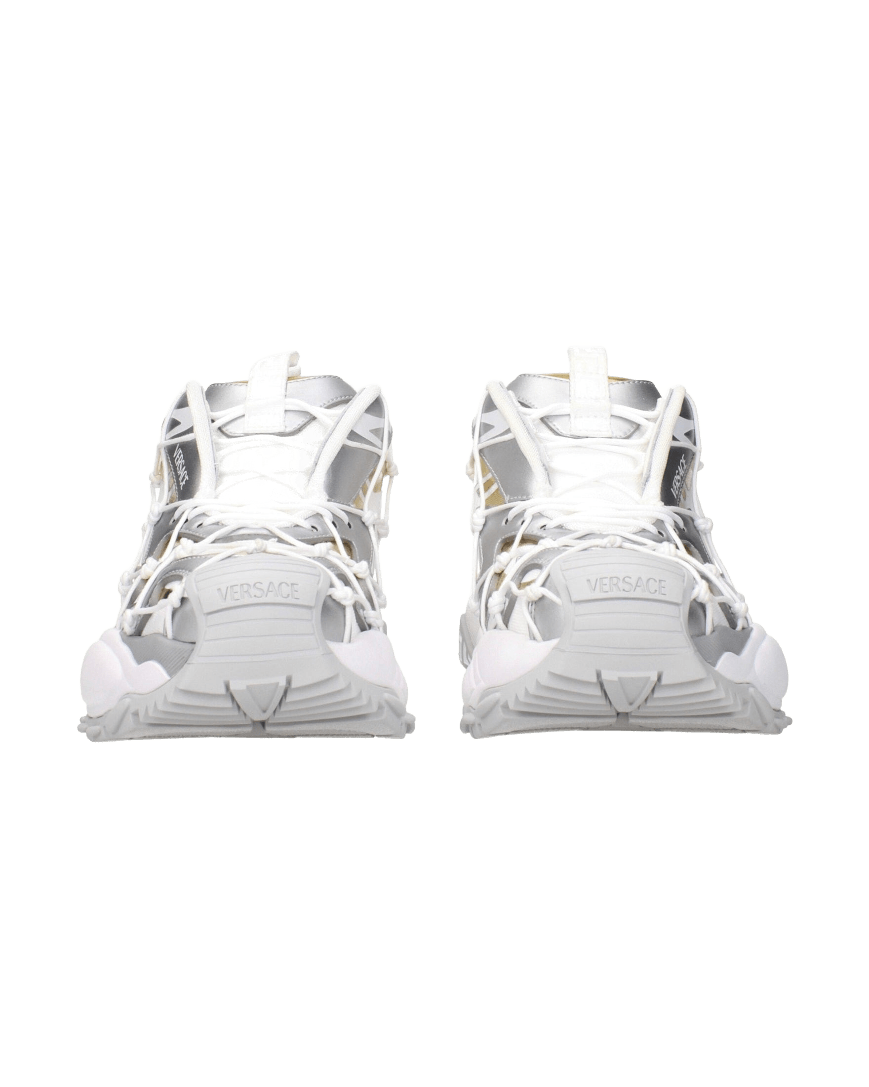 Versace White Fabric Chunky Sneakers Glam Steals
