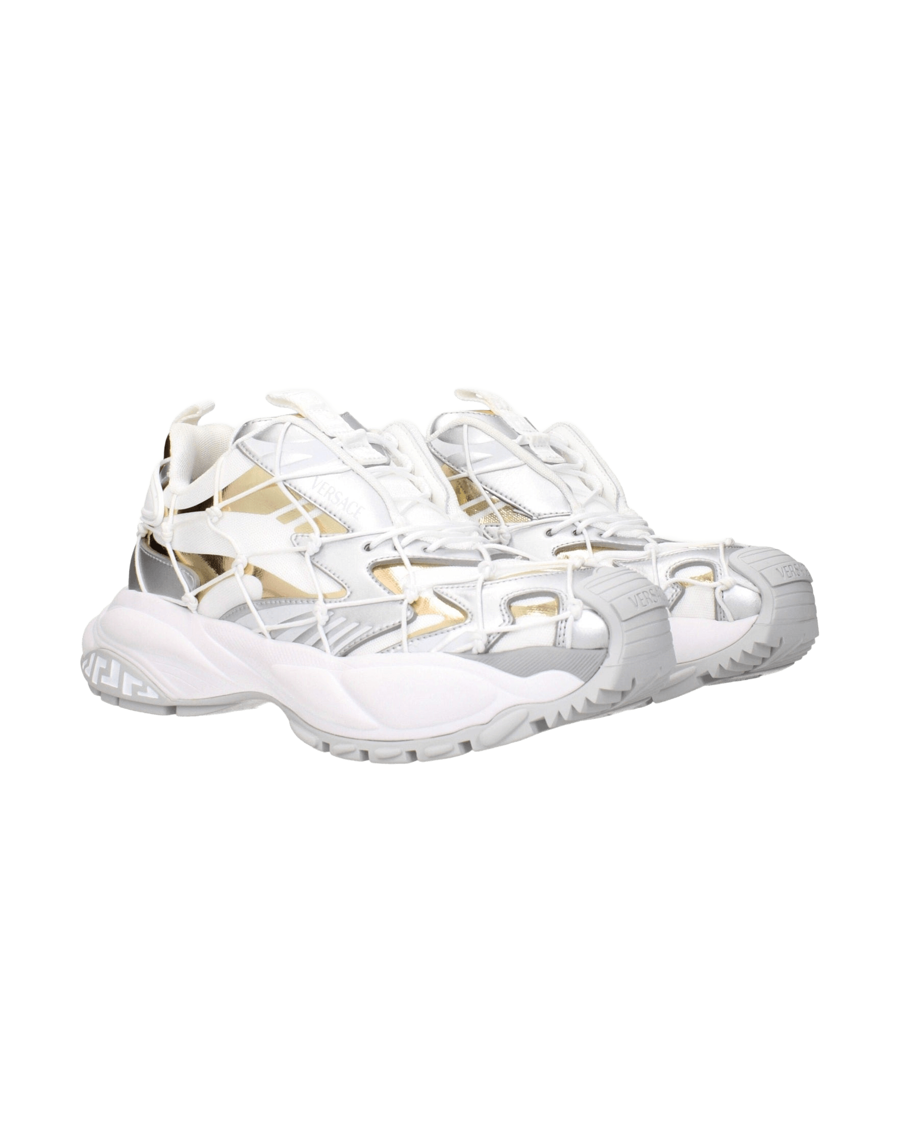 Versace White Fabric Chunky Sneakers Glam Steals