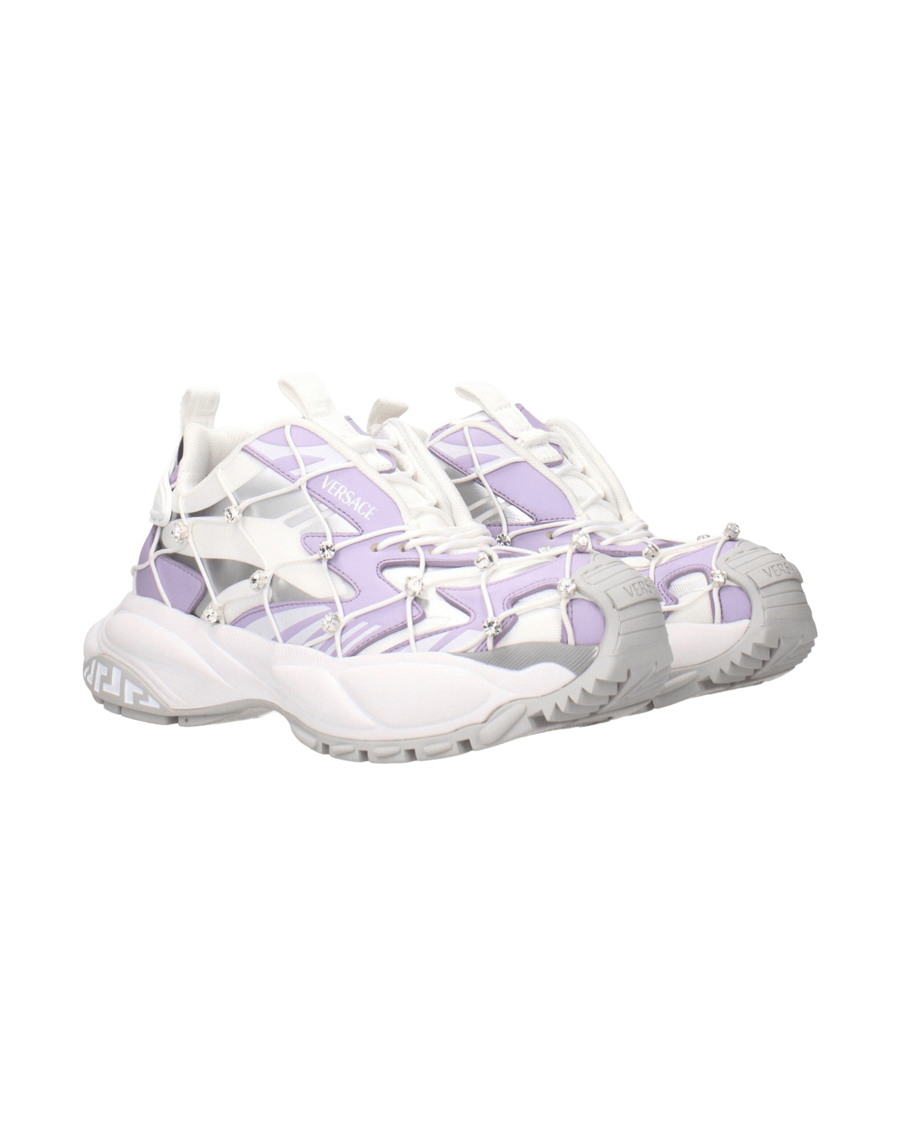 Versace White Fabric Chunky Sneakers Glam Steals