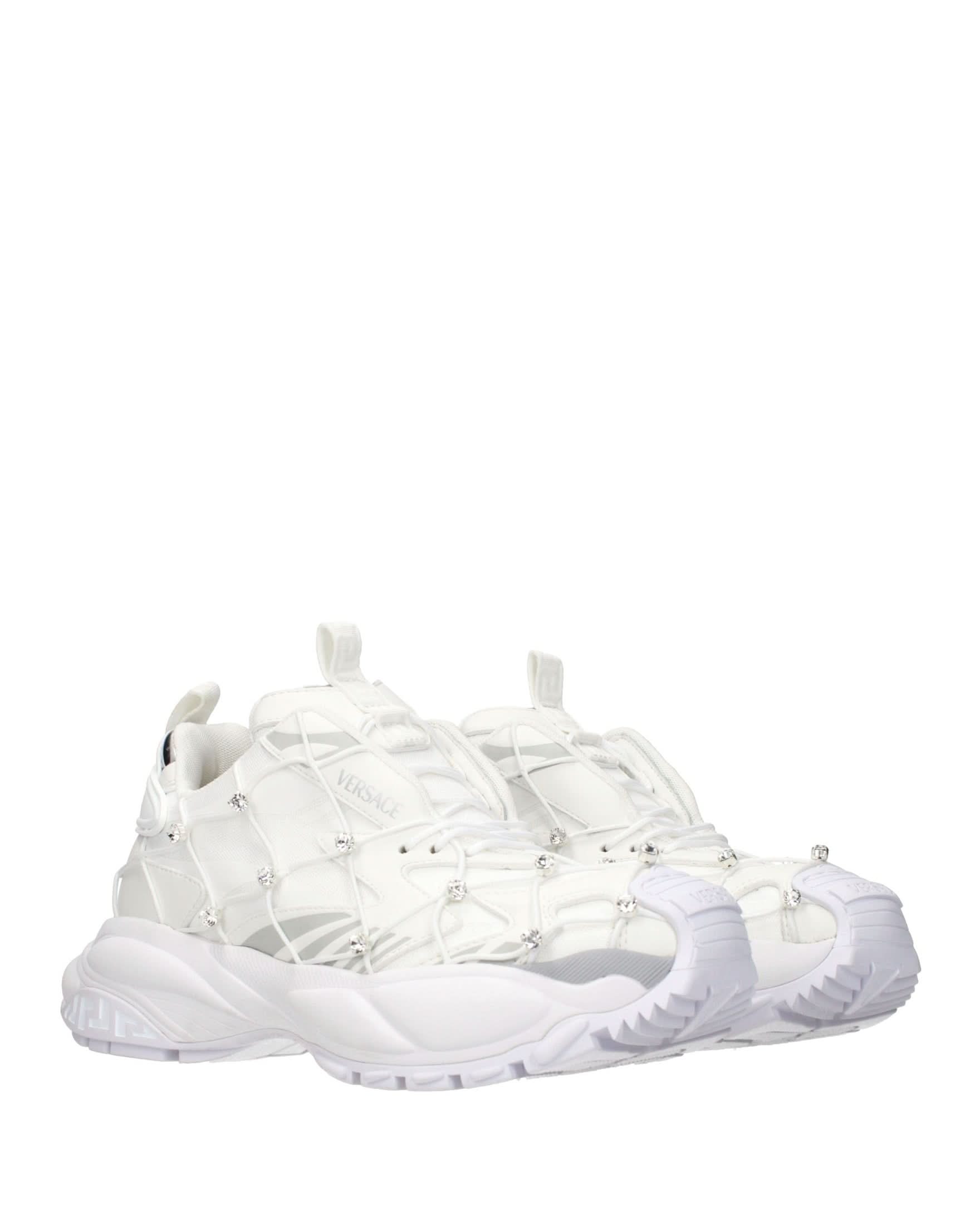 Versace White Fabric Sneakers Glam Steals