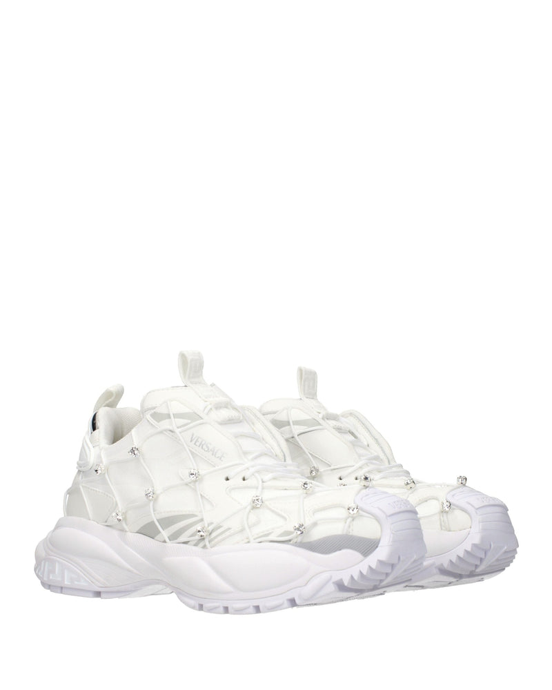 Versace White Fabric Sneakers Glam Steals
