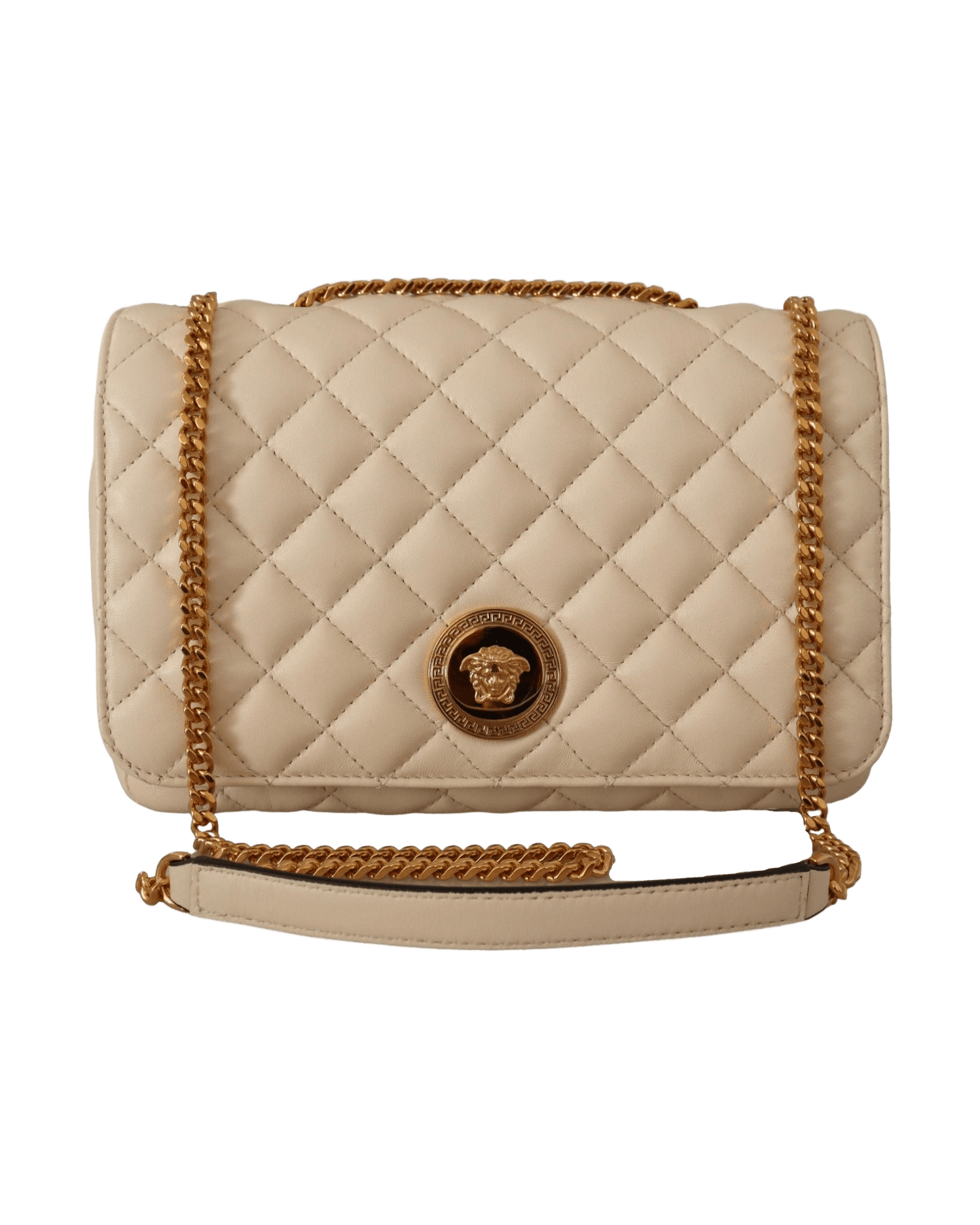 Versace White Leather Elegant Nappa Shoulder Bag Glam Steals