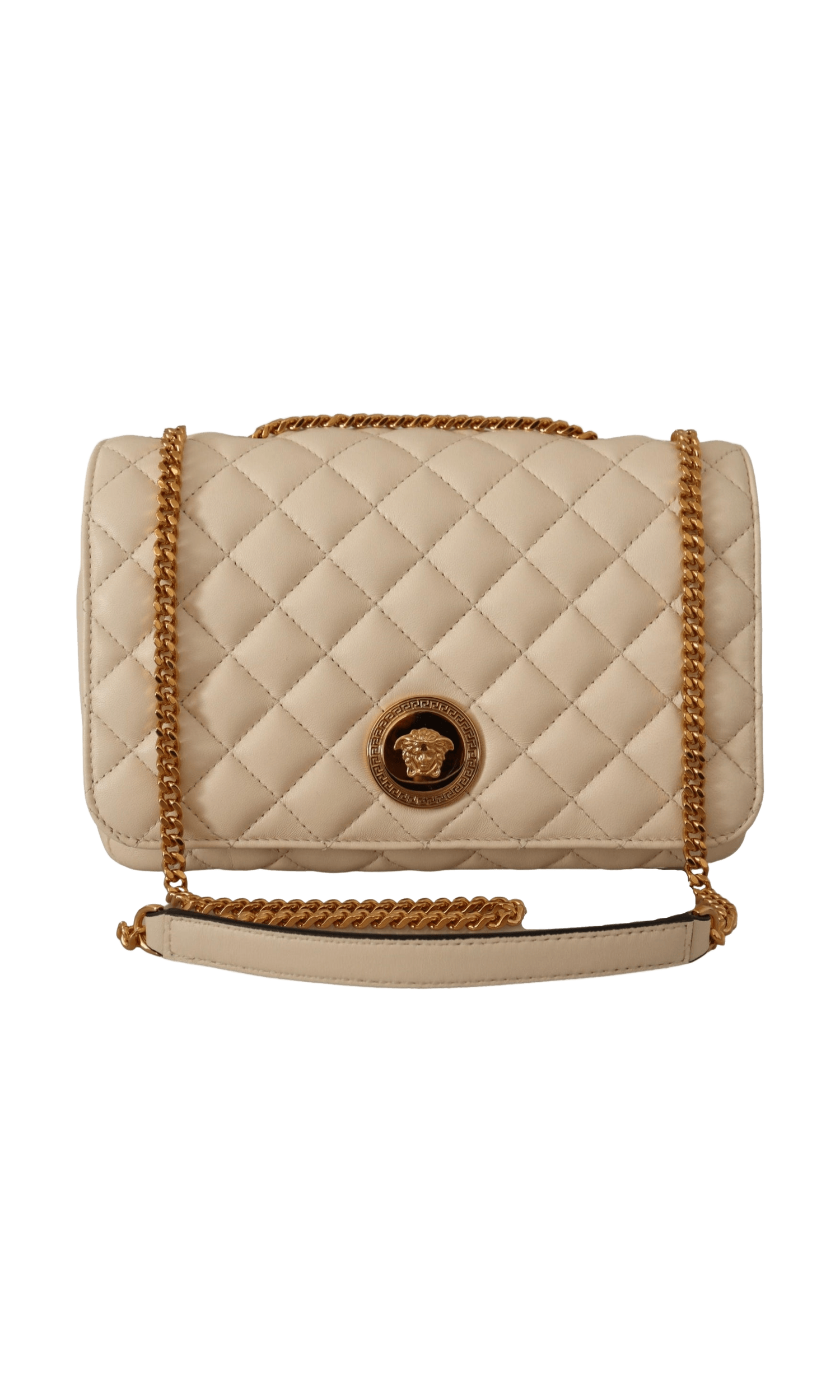 Versace White Leather Elegant Nappa Shoulder Bag Glam Steals
